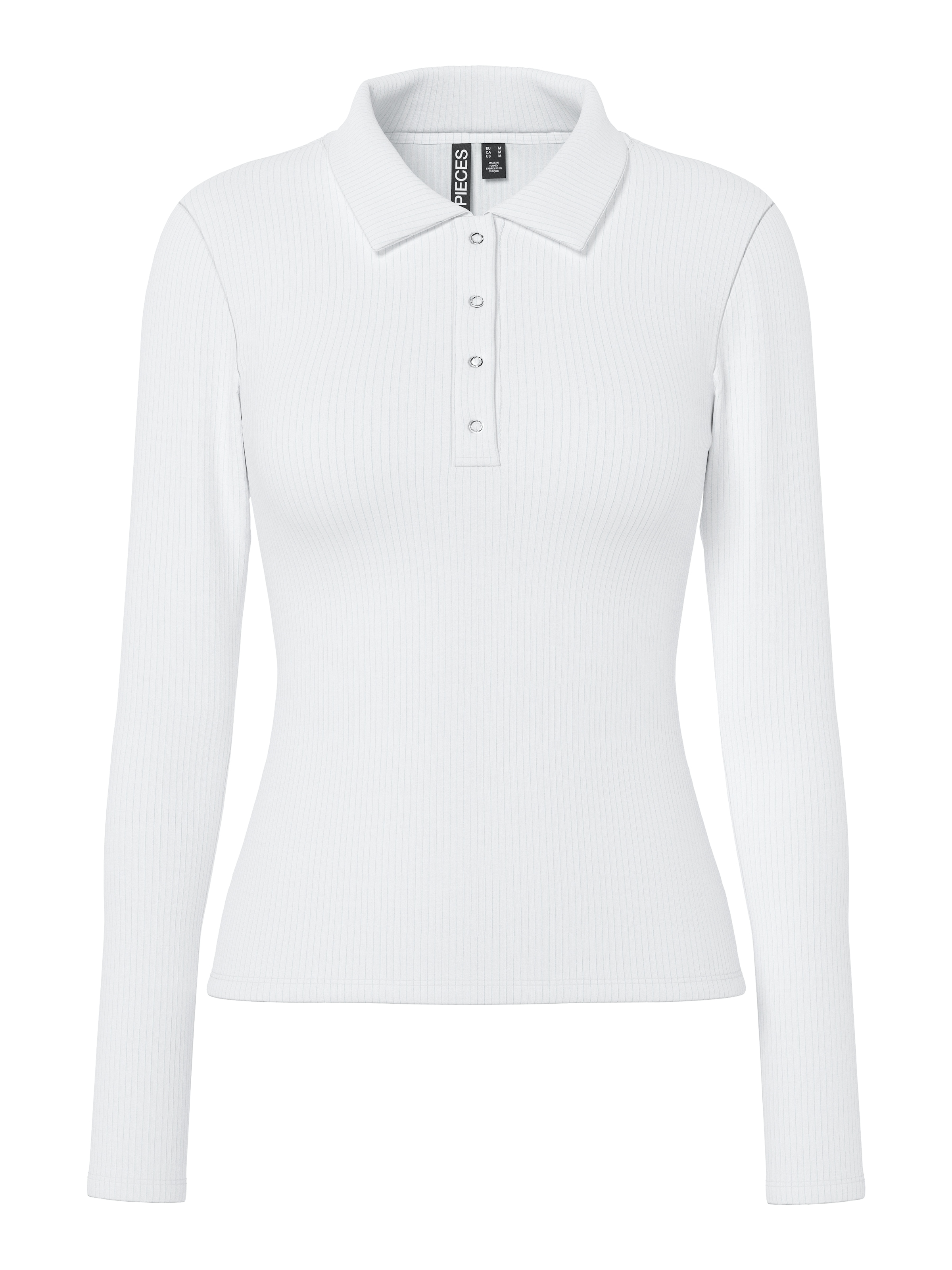 pieces Langarm-Poloshirt »PCKITTE LS POLO TOP JRS NOOS« mit gerippter Struktur