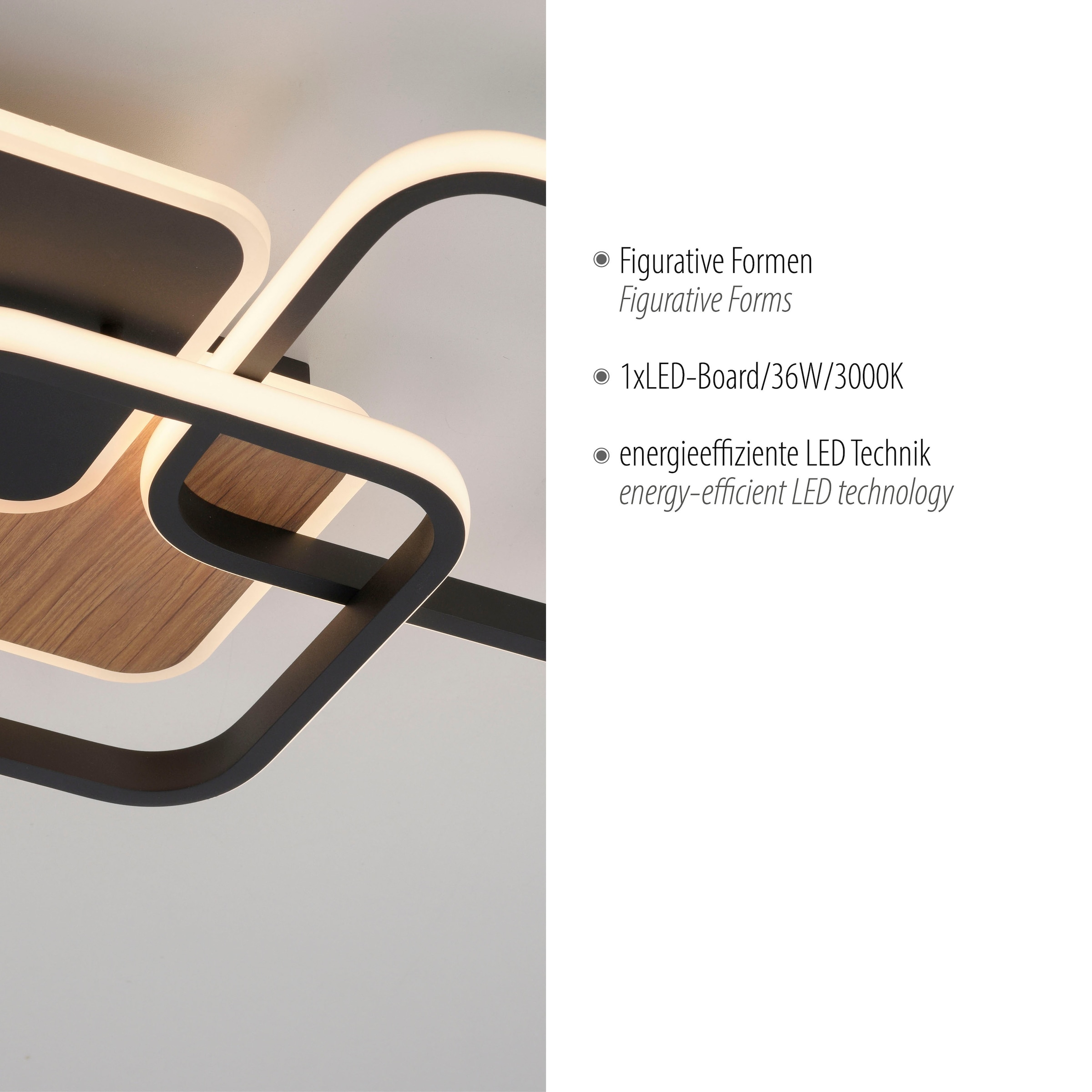 JUST LIGHT Deckenleuchte »SEVENT« LED-Board 1 Stk. Warmweiß LED