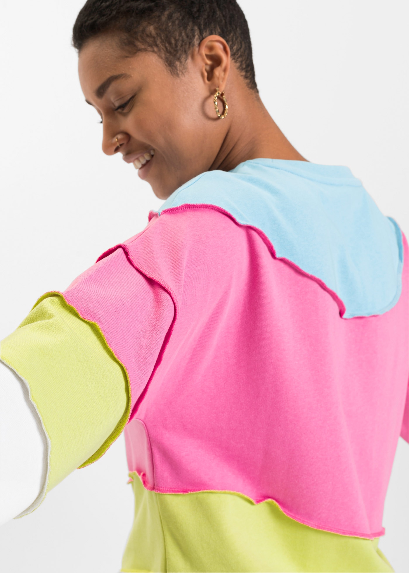 bonprix Sweatshirt , Oversize-Passform, Langarm, aus Baumwolle und Polyester
