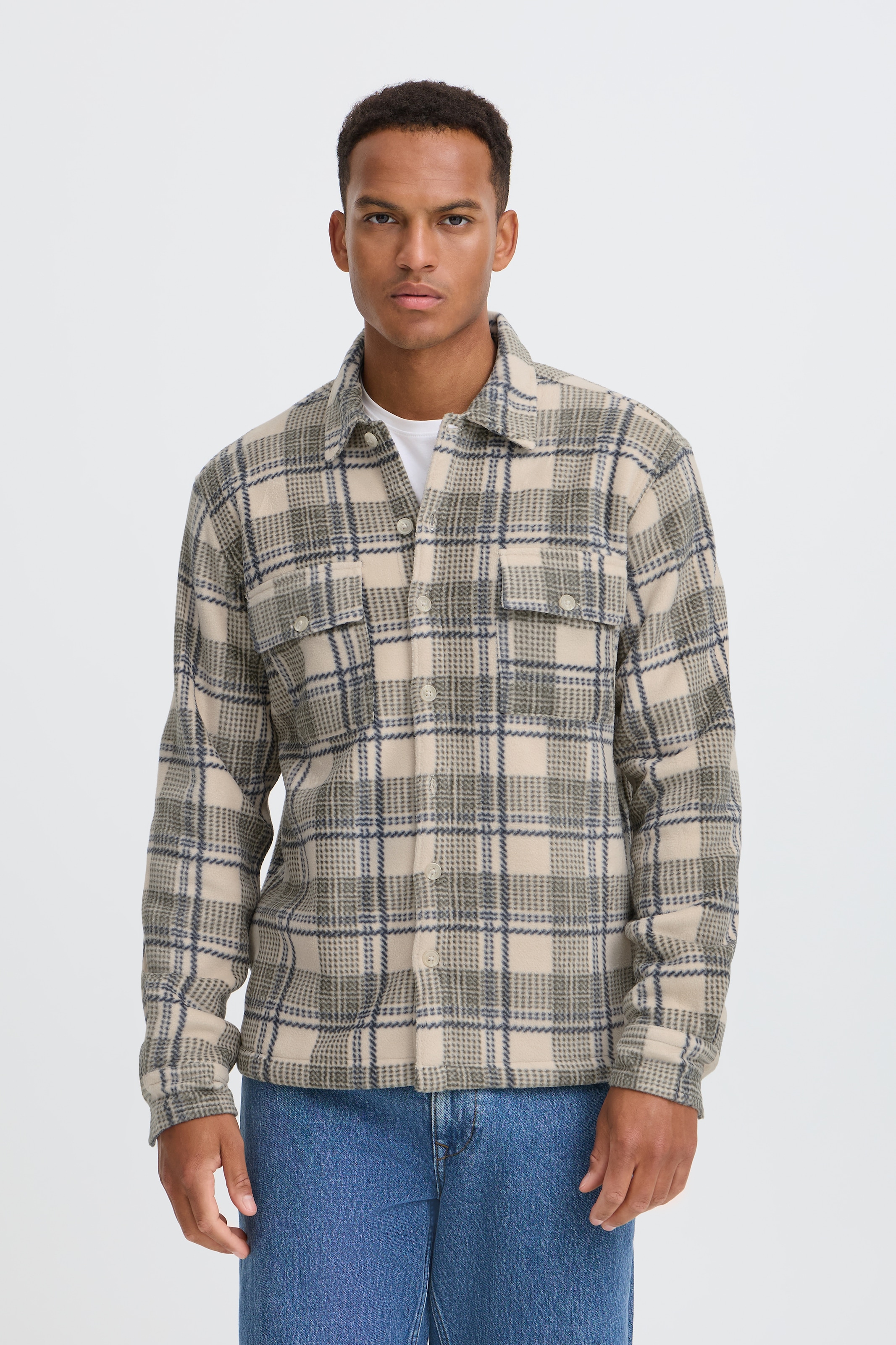 Blend Langarmhemd »BHBAKI SHIRT CHECK« Kunstfaser, regular fit