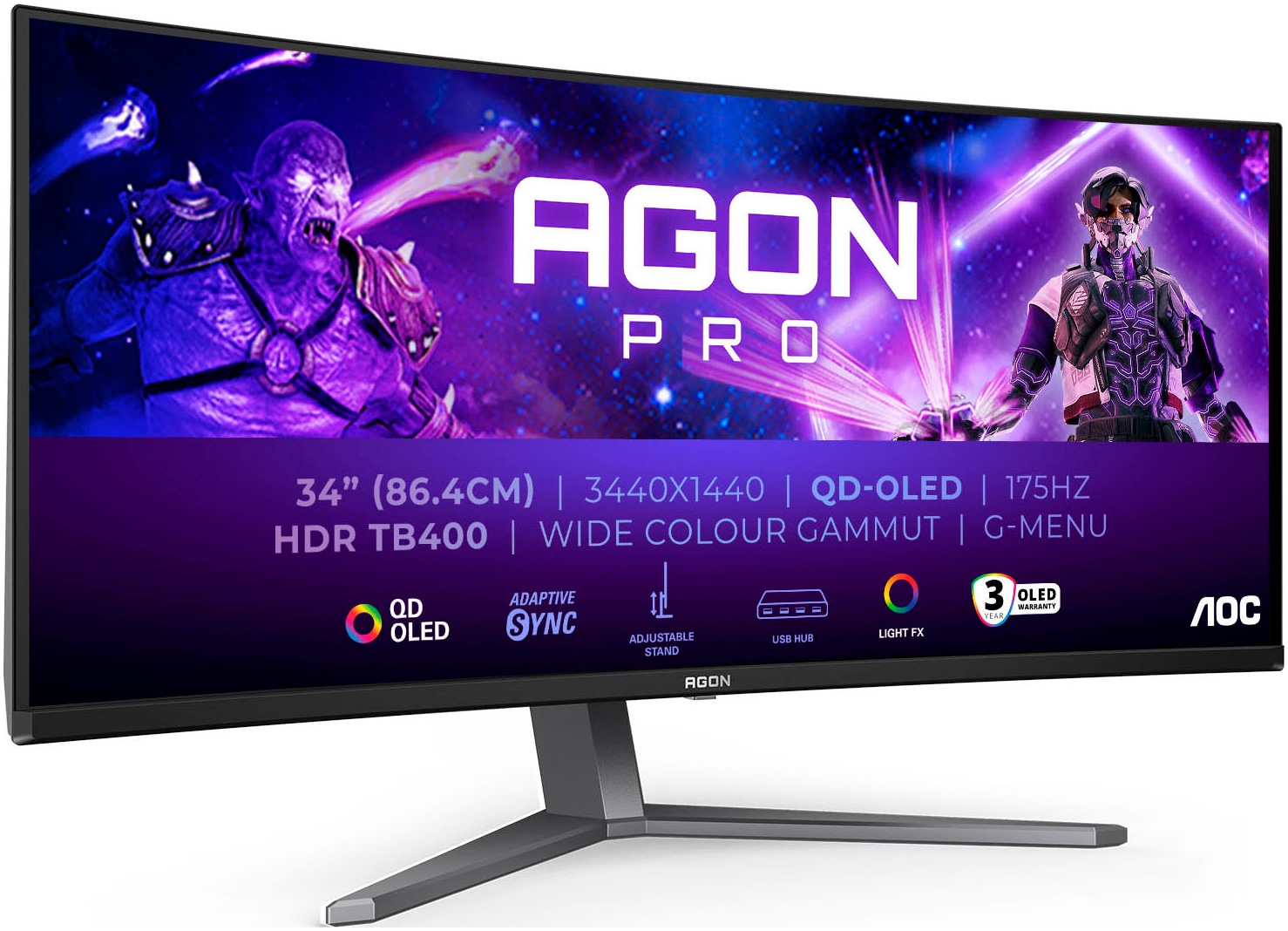 AOC LED-Monitor »AG346UCD«, 87 cm/34 Zoll, 3440 x 1440 px, WQHD, 0,03 ms Reaktionszeit, 175 Hz