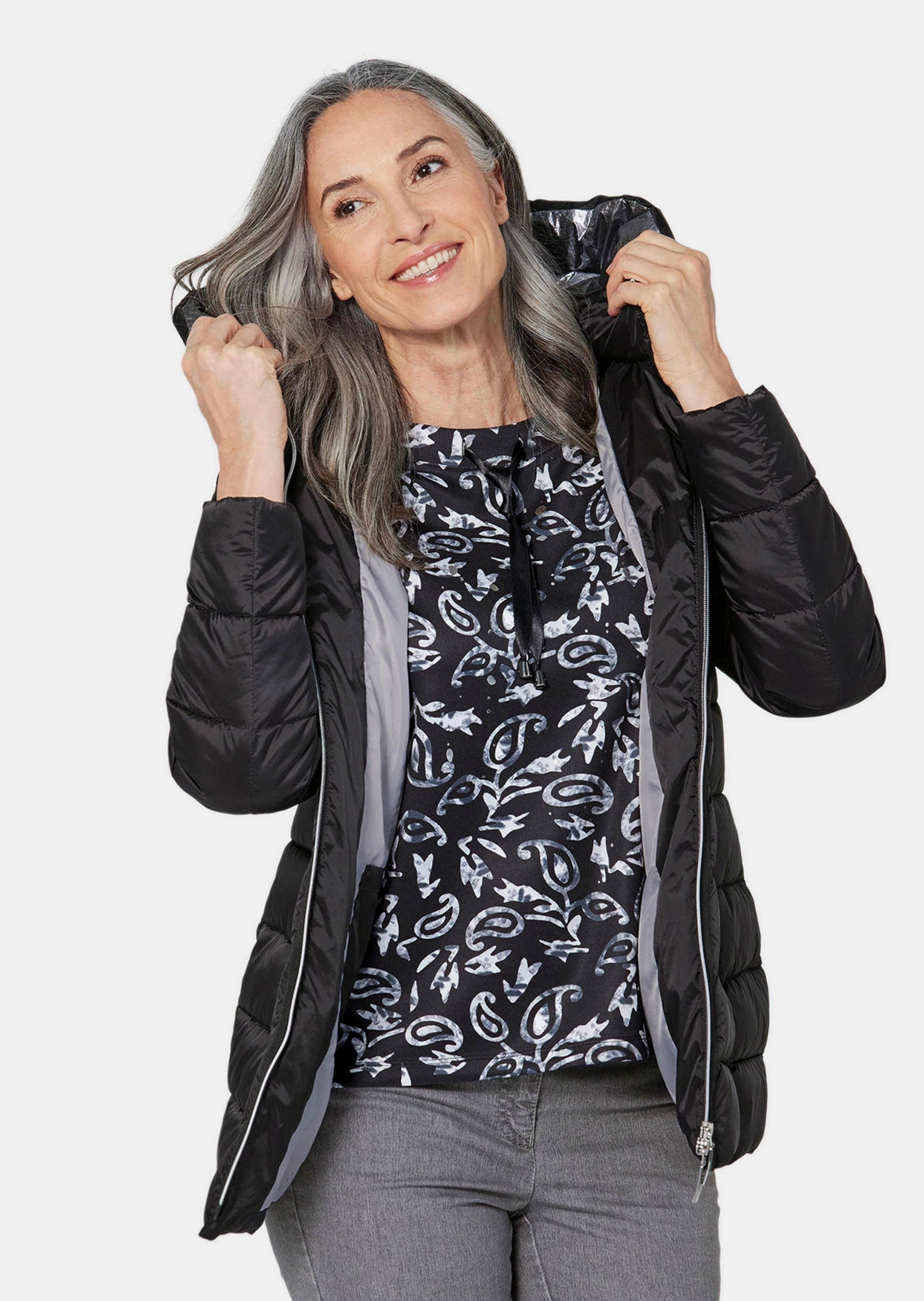 GOLDNER Steppjacke »Lange Steppjacke Lange Steppjacke mit Kapuze«