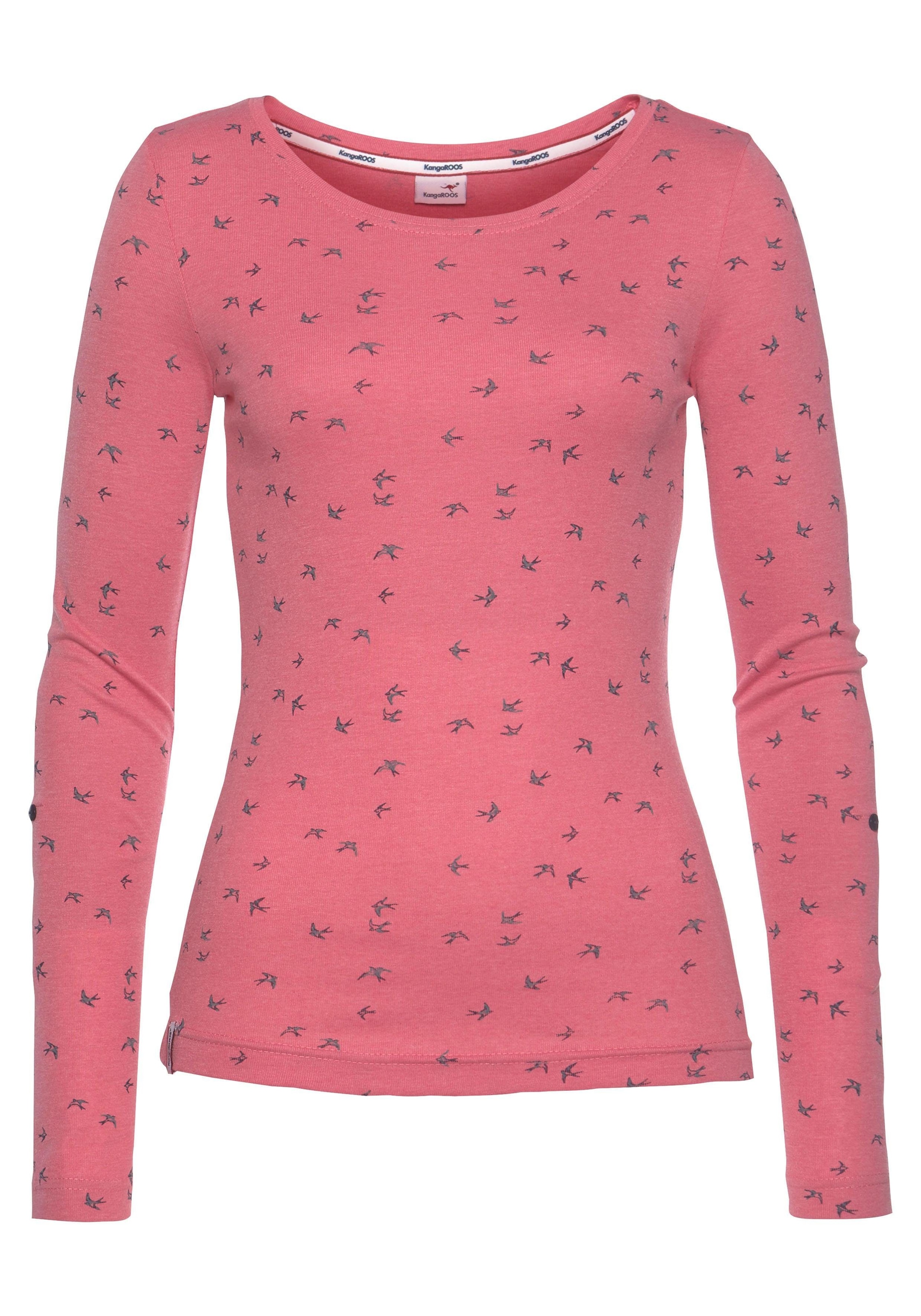 KangaROOS Langarmshirt, krempelbare Ärmel, sehr figurbetont, aus elastischer Rippware