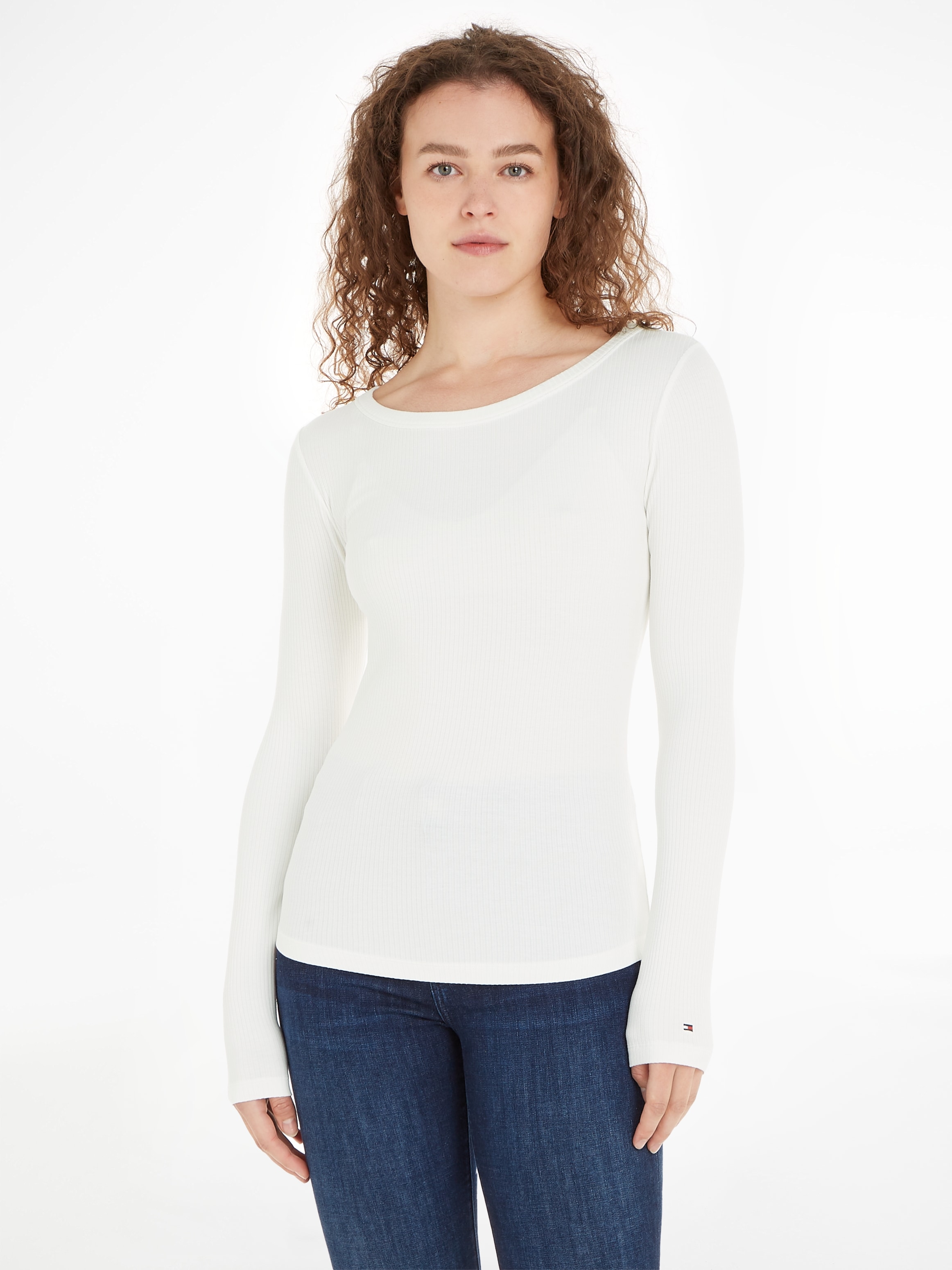 Langarmshirt »SLIM 5X2 RIB O-NK LS«, mit Struktur