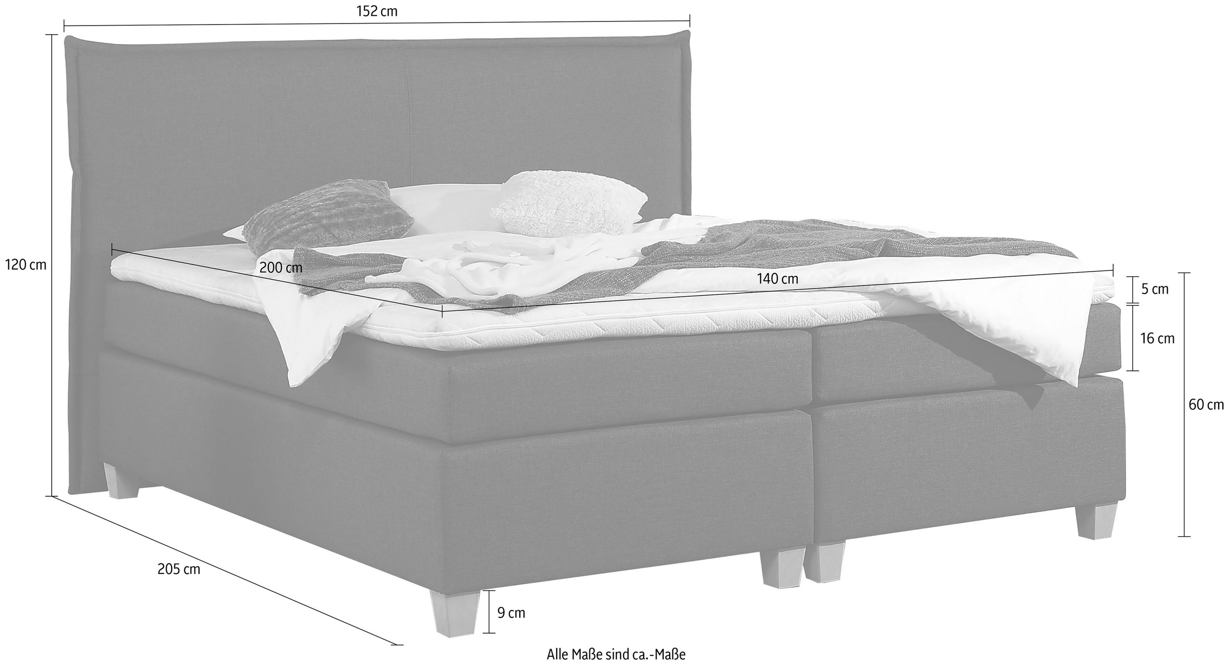 Home affaire Boxspringbett »Houssay«, inkl. Topper, 5 Breiten, 2 Härtegraden auch in Überlänge 220 cm