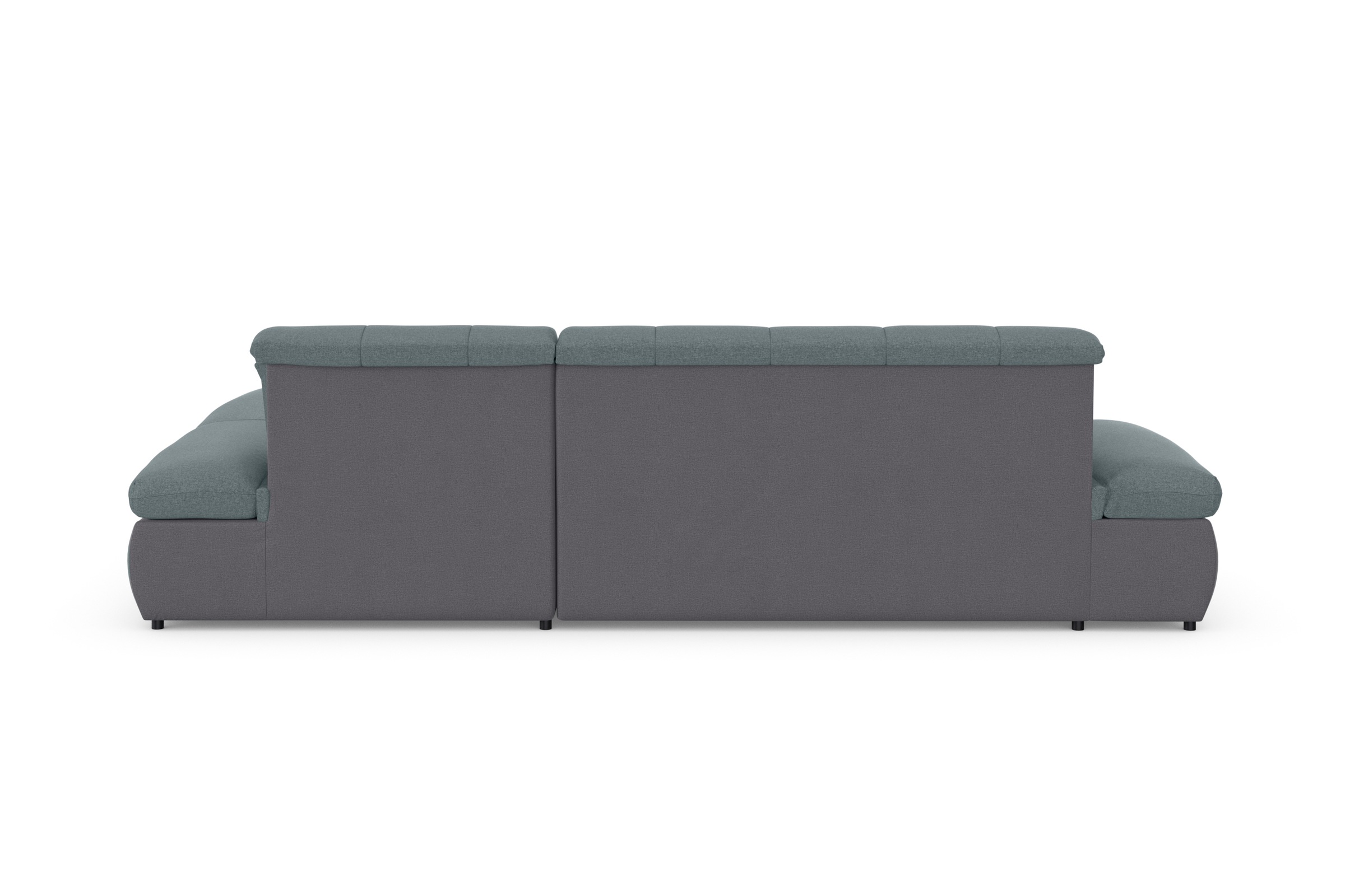DOMO collection Ecksofa »Moric, L-Form, XXL-Sofa - Breite 300cm«, wahlweise mit Bettfunktion und Armteilverstellung, grau-eisblau