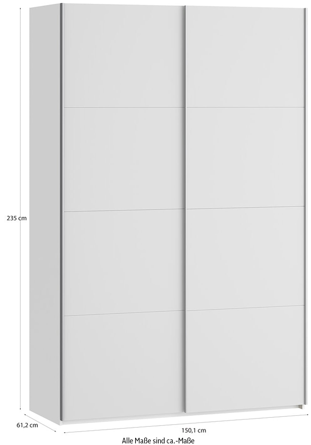 FORTE Schwebetürenschrank »Fittio, Made in Europe, 2 Schiebetüren, modernes Design« Höhe 2,35 mtr, stehende Montage