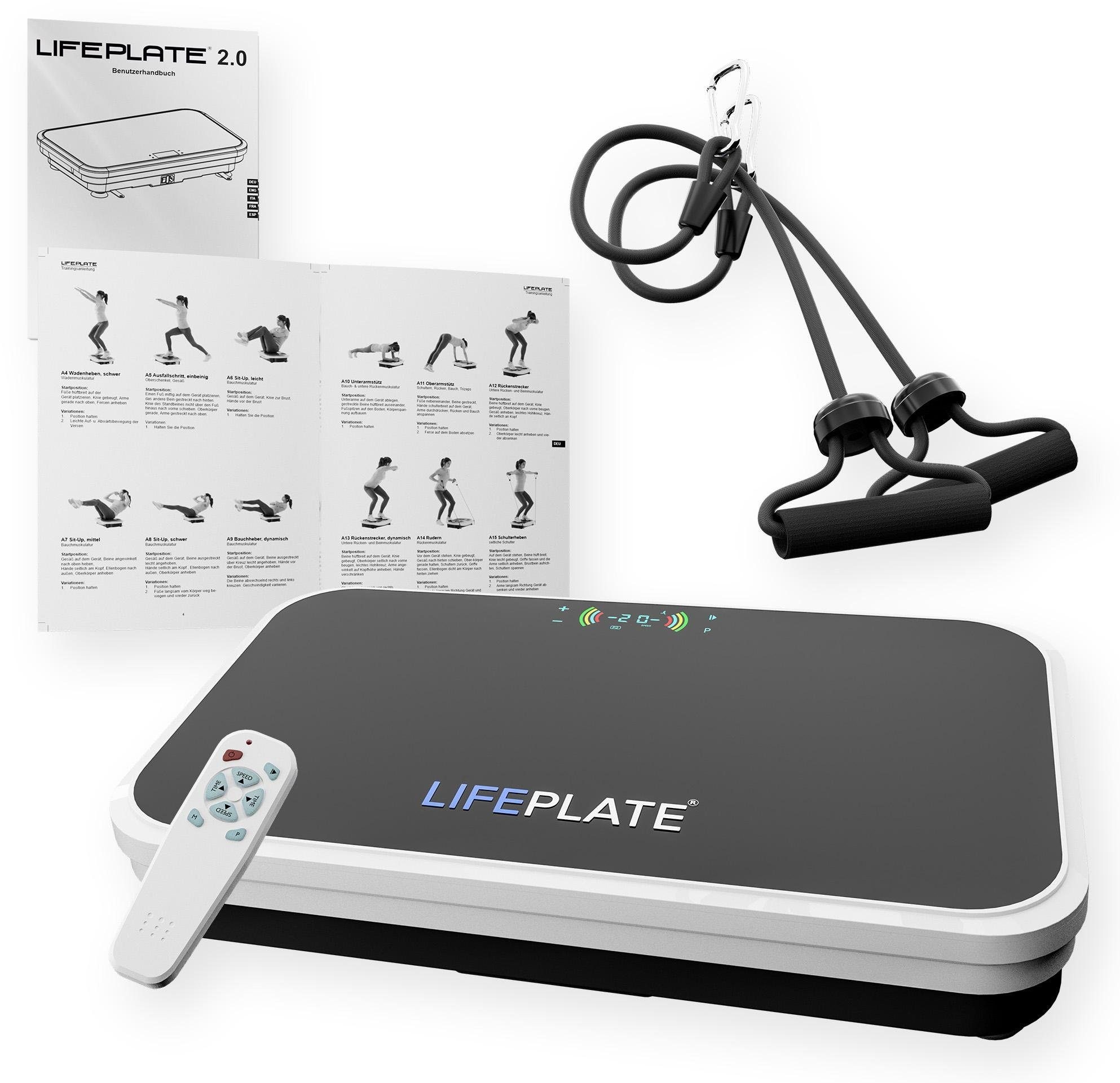 MAXXUS Vibrationsplatte »Lifeplate 2.0«, (Set, 3 tlg., mit Trainingsbändern-mit Trainingsplan)