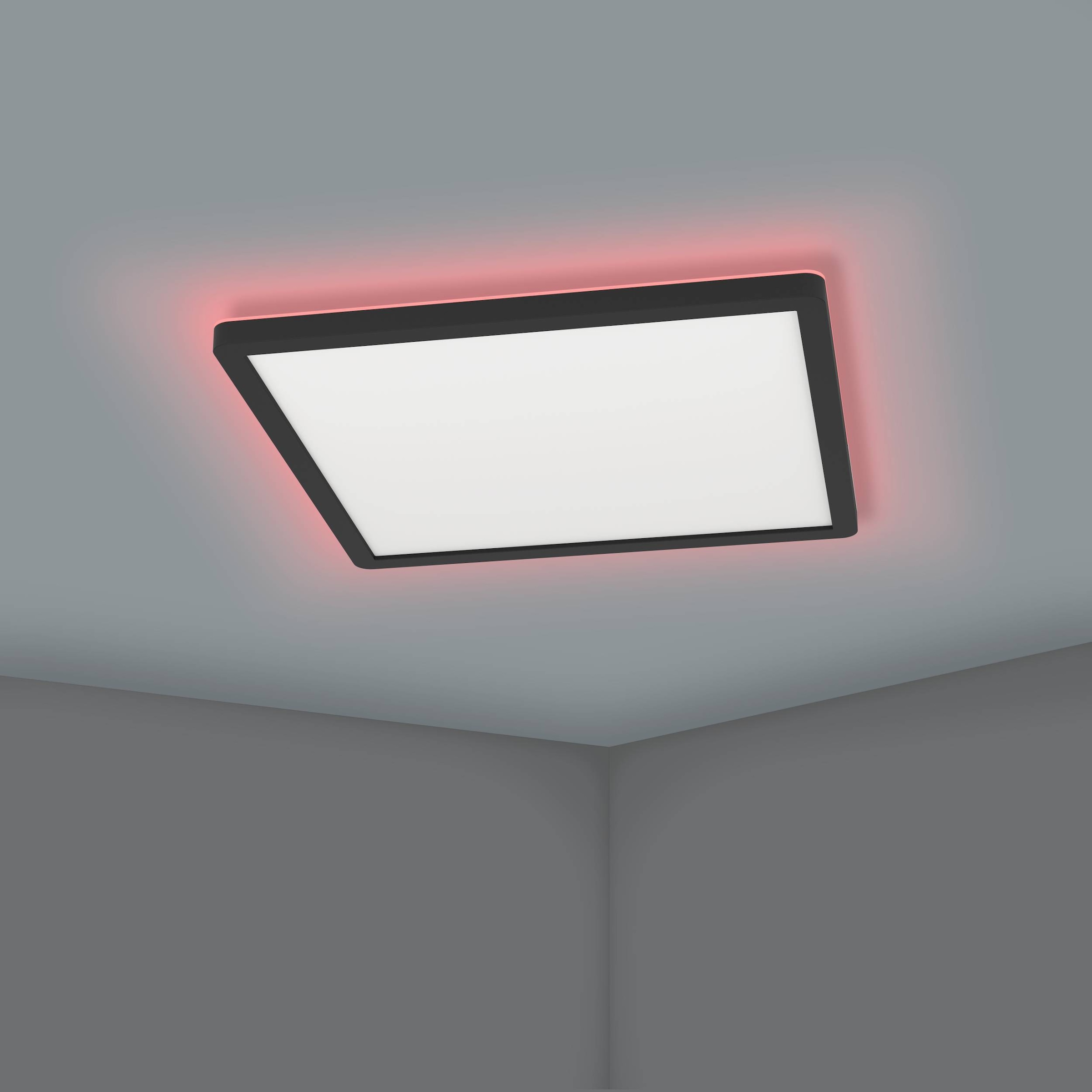 EGLO Deckenleuchte »Rovito-Z Deckenlampe, ZigBee 3.0, Kunststoff, Badezimmerlampe, IP44« LED-Modul 1 Stk. Kaltweiß | RGB Wand-/Deckenleuchte - L29 x B29 x H3 cm - schwarz - 13,4W inkl.