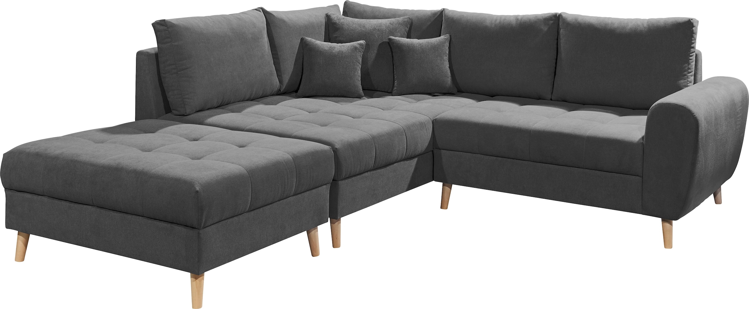 ED EXCITING DESIGN Ecksofa »Alice L-Form« mit Hocker & 3 Zierkissen