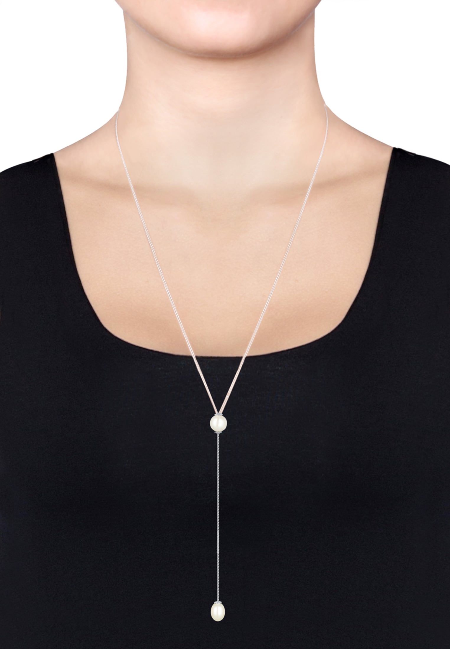 Elli Y-Kette »Halskette Y-Kette Süßwasserzuchtperle Weiß 925 Sterling Silber«