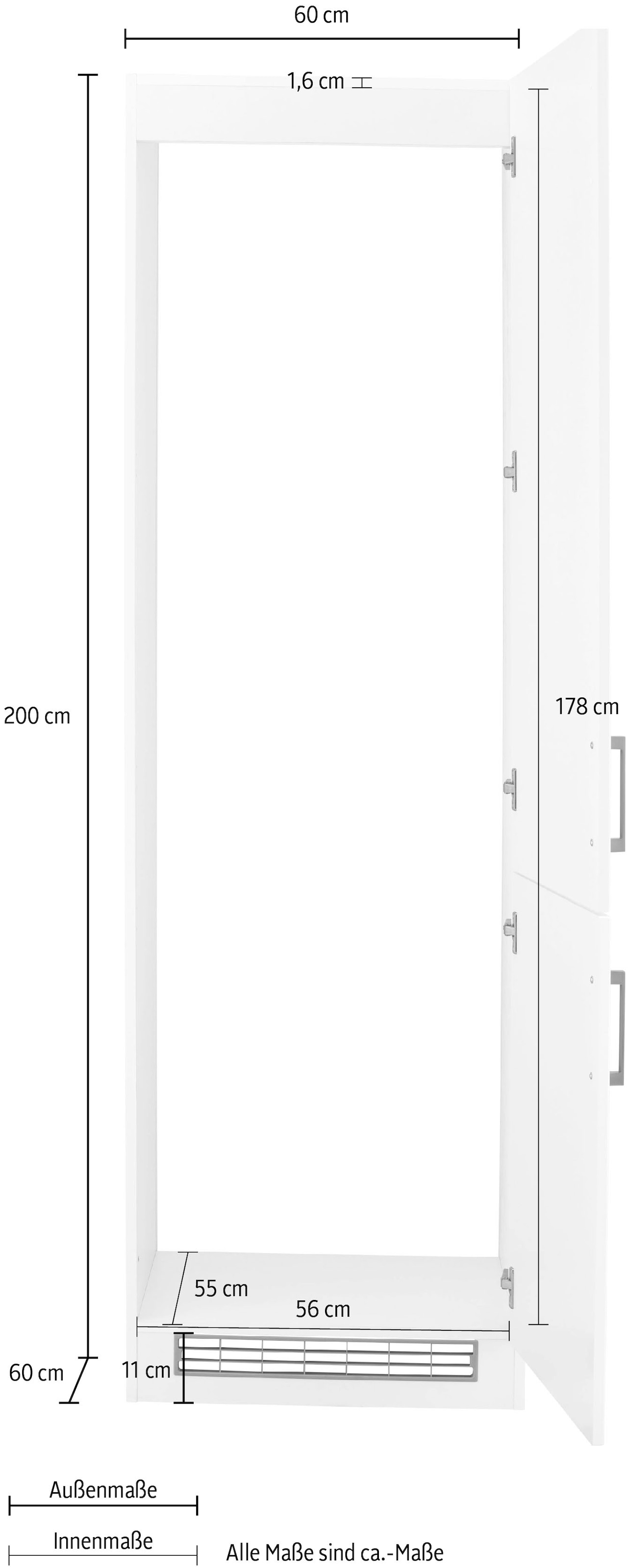 HELD MÖBEL Kühlumbauschrank »Tinnum«, 60 cm breit, 200 cm hoch, Metallgriffe,  mit Nischenmaß 178 cm auf Raten kaufen