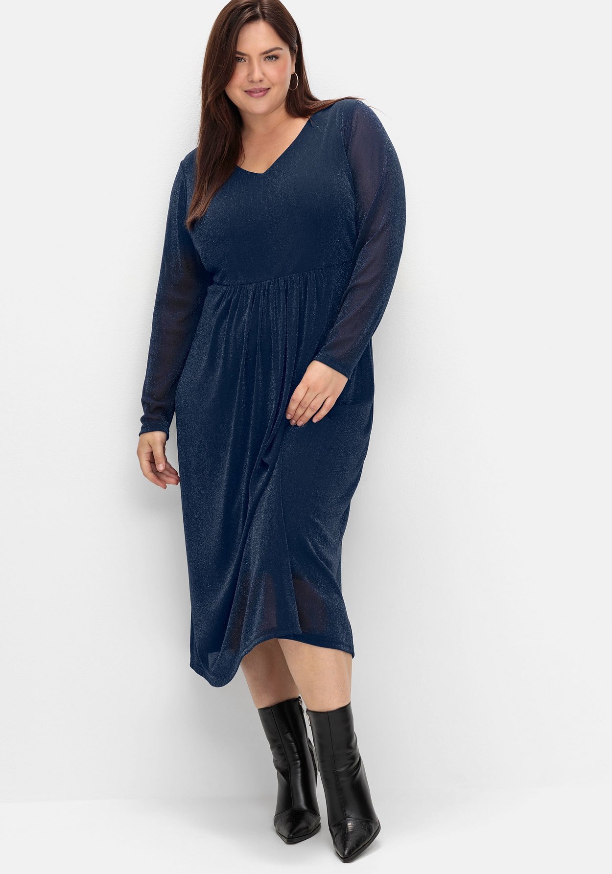 Sheego Partykleid »Abendkleid mit Mesh und Effektgarn«