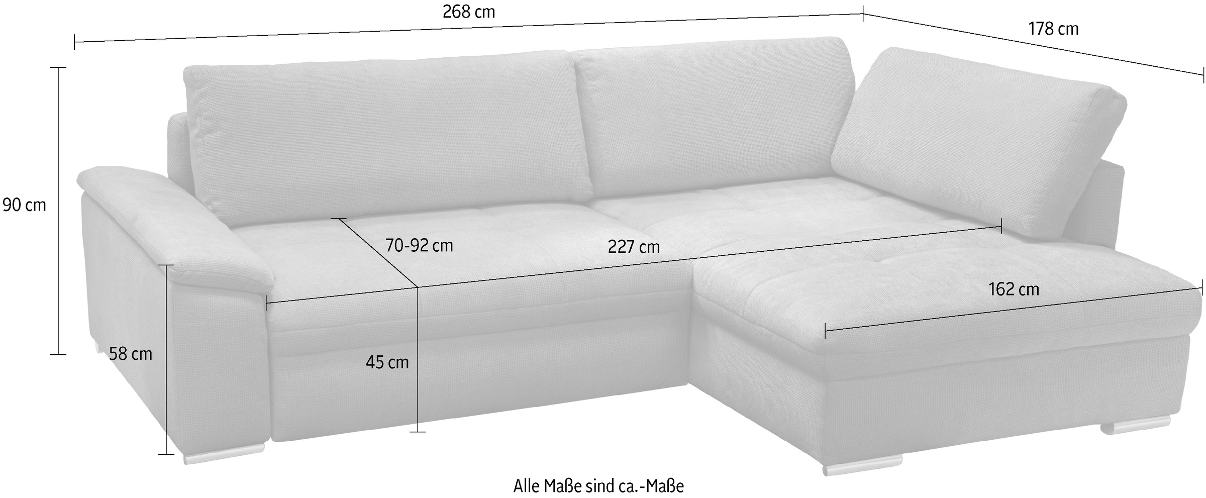 exxpo - sofa fashion Ecksofa »Casa Grande inkl. Bettfunktion, Bettkasten, OTTOs Choice, bequem«, L-Form, guter Sitzkomfort, große Liegefläche
