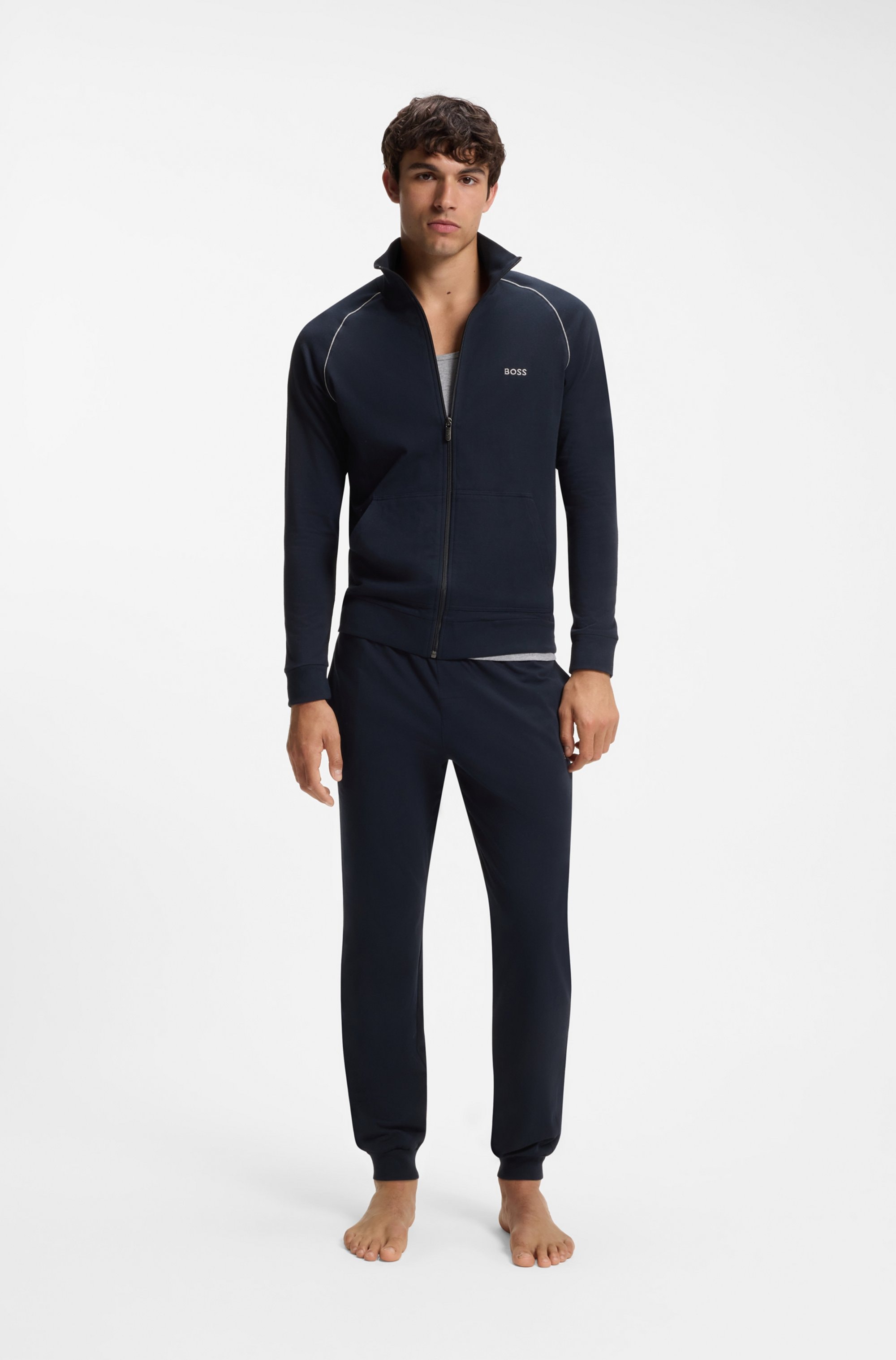 BOSS Sweatjacke »Mix&Match Jacket Z« mit Kontrastnaht am Ärmel