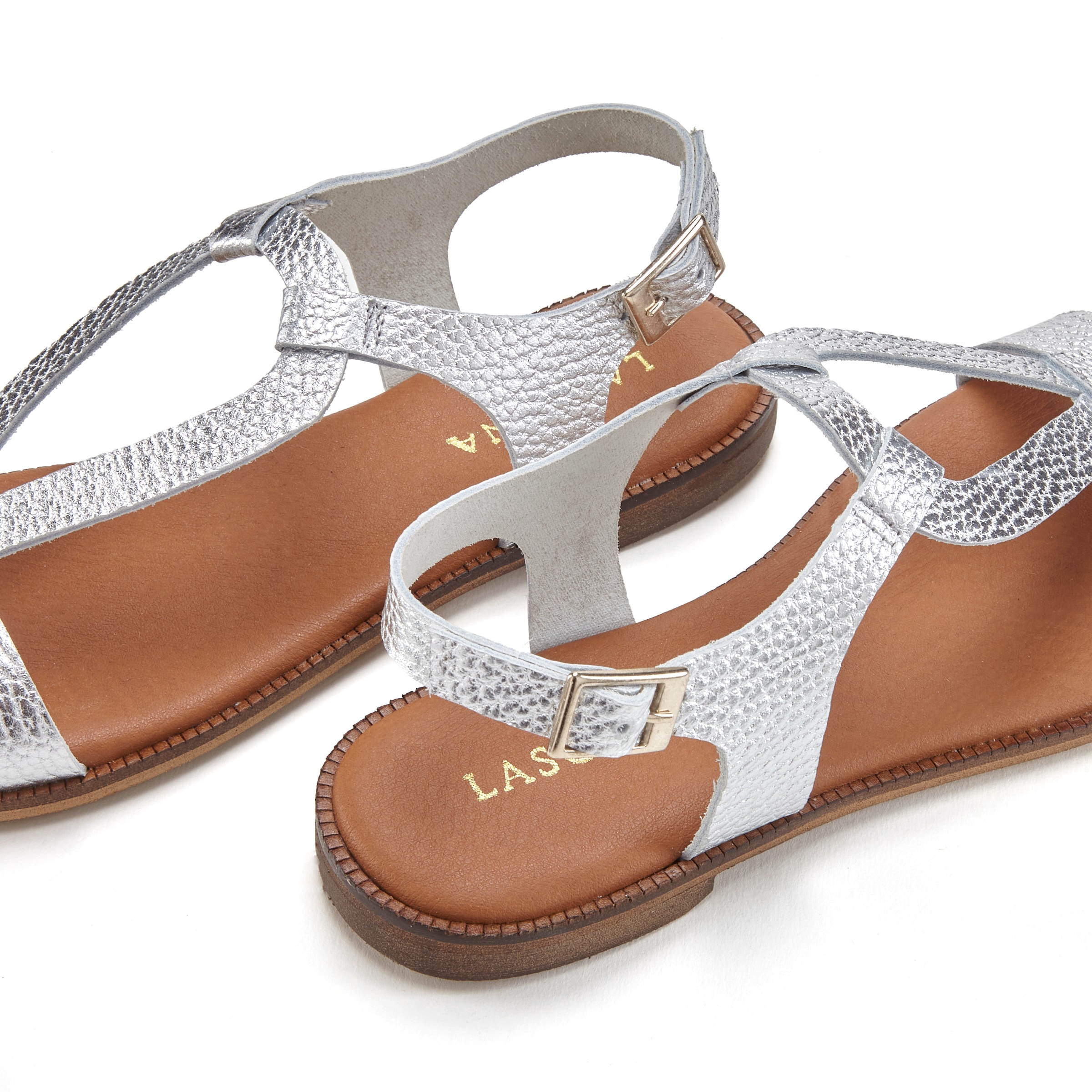LASCANA Sandale »Sommerschuh«  Sandalette, Sommerschuh aus hochwertigem Leder im Metallic-Look