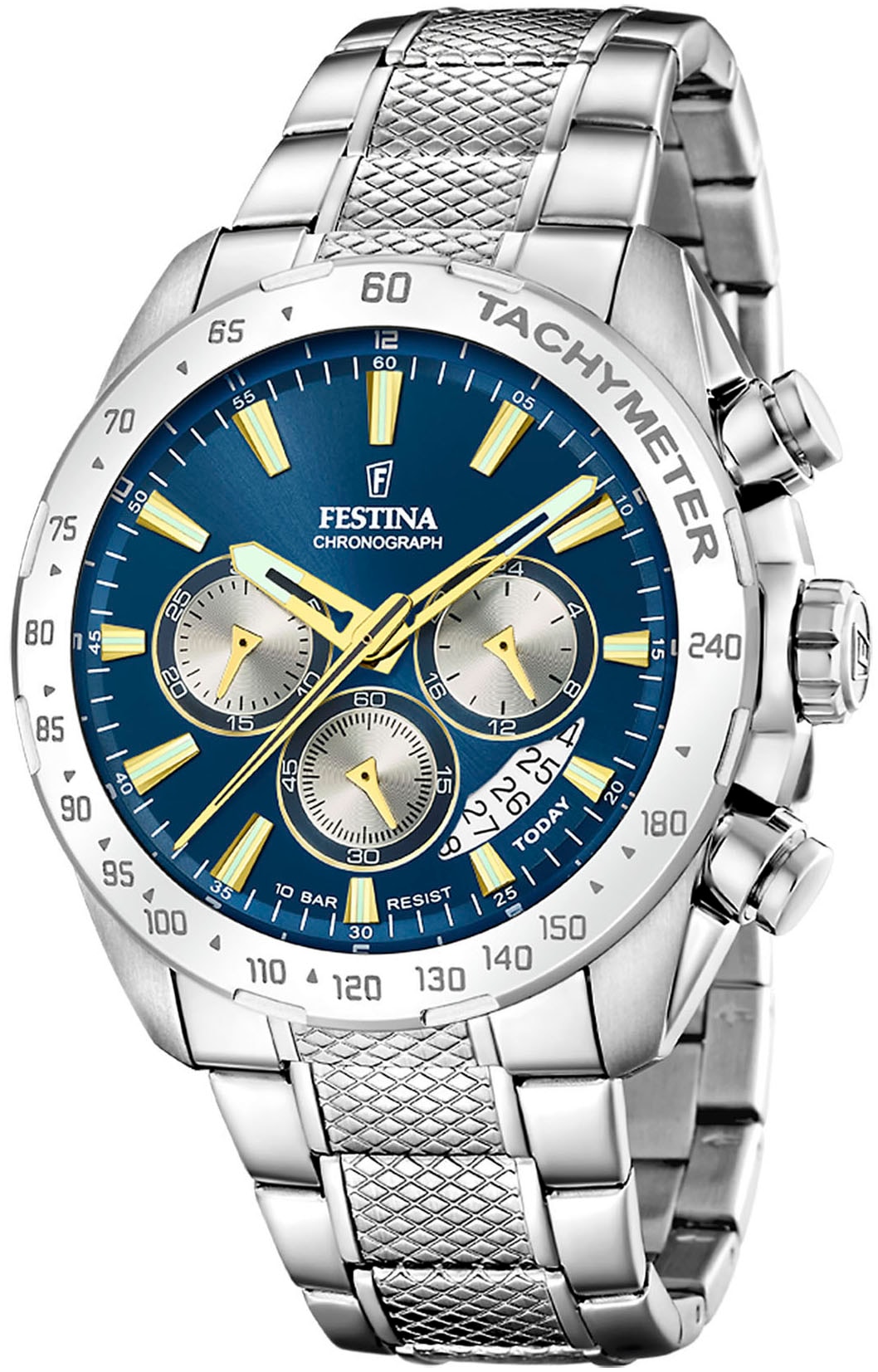 Festina Chronograph »Timeless Chronograph«, Armbanduhr, Quarzuhr, Herrenuhr, Stoppfunktion, Edelstahlarmband