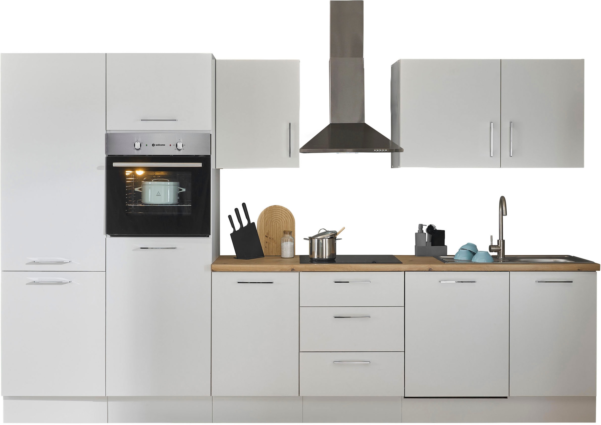 BASIC by Balculina Küchenzeile »Turin« Breite 340 cm, wahlweise mit E-Geräten