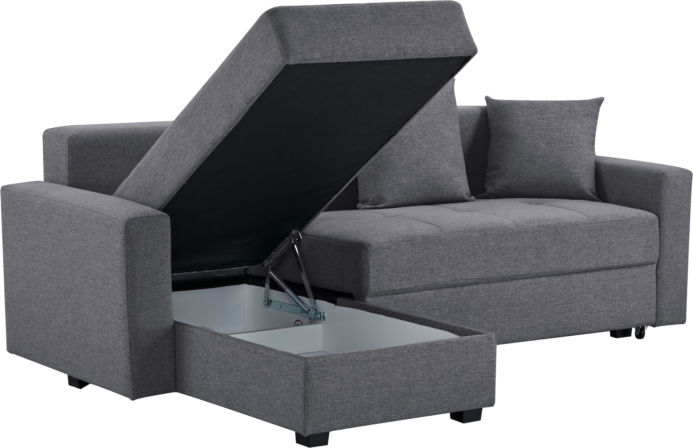 INOSIGN Ecksofa »KILLAM, 217 cm, L-Form, mit Schlaffunktion u. Bettkasten«, Recamiere rechts / links montierbar, in Cord und Webstoff
