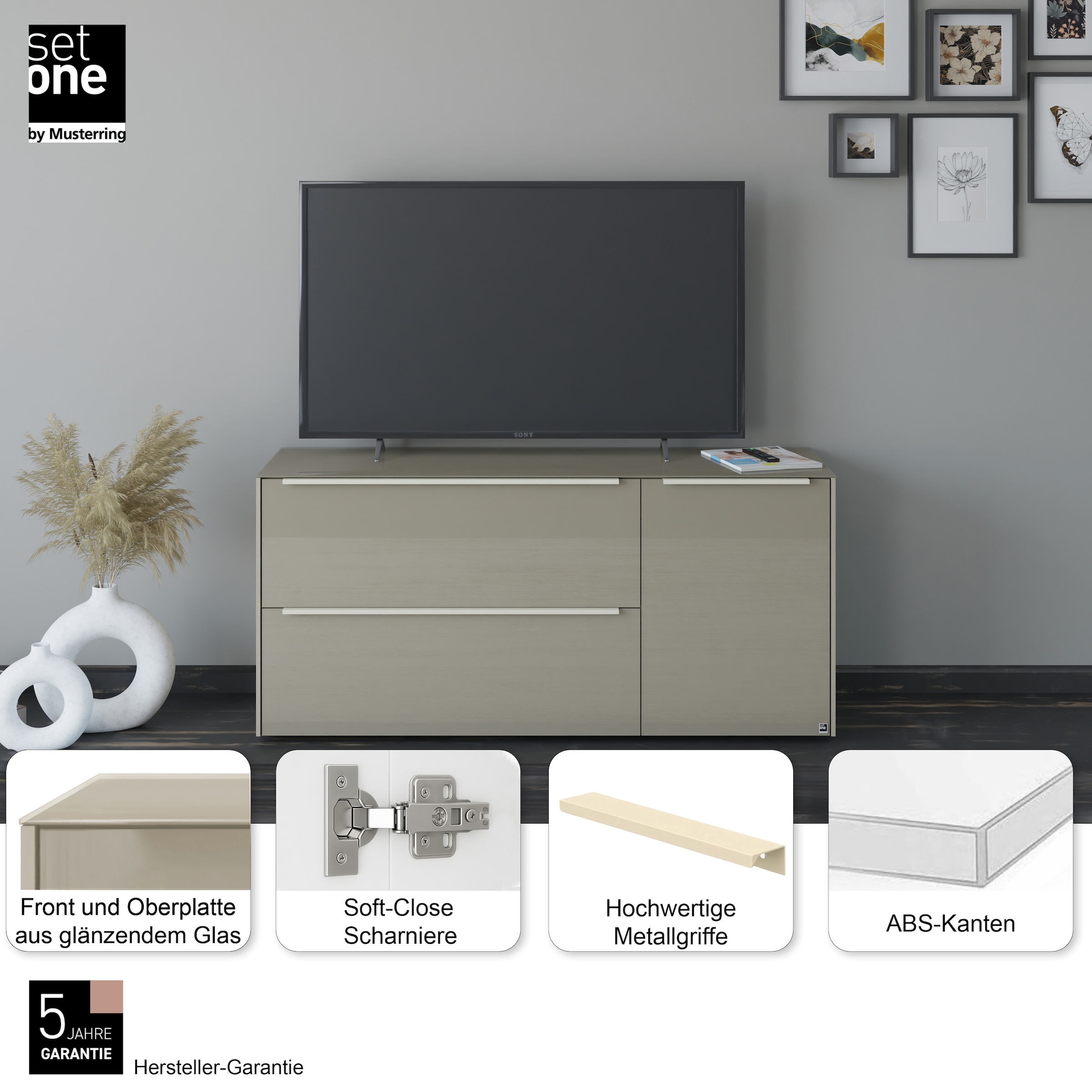 set one by Musterring Lowboard »reno-Dielen« 1 Stk. tlg. Mit Gleitern und in verschiedenen Farben erhältlich