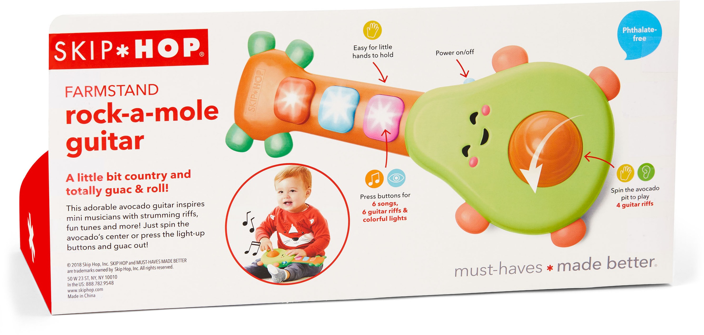 Skip Hop Spielzeug-Musikinstrument »Rock-A-Mole Avocado Gitarre«