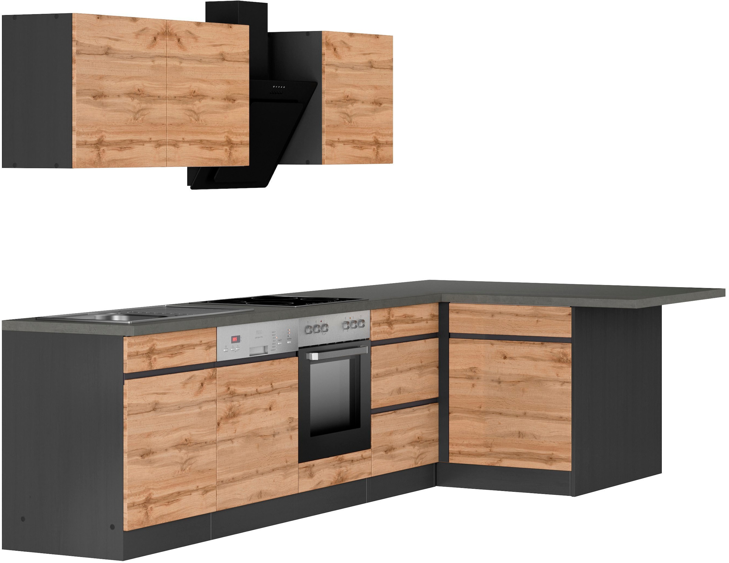 KOCHSTATION Winkelküche »KS-Riesa« Stellbreite 340x150 cm, wahlweise mit oder ohne E-Geräte