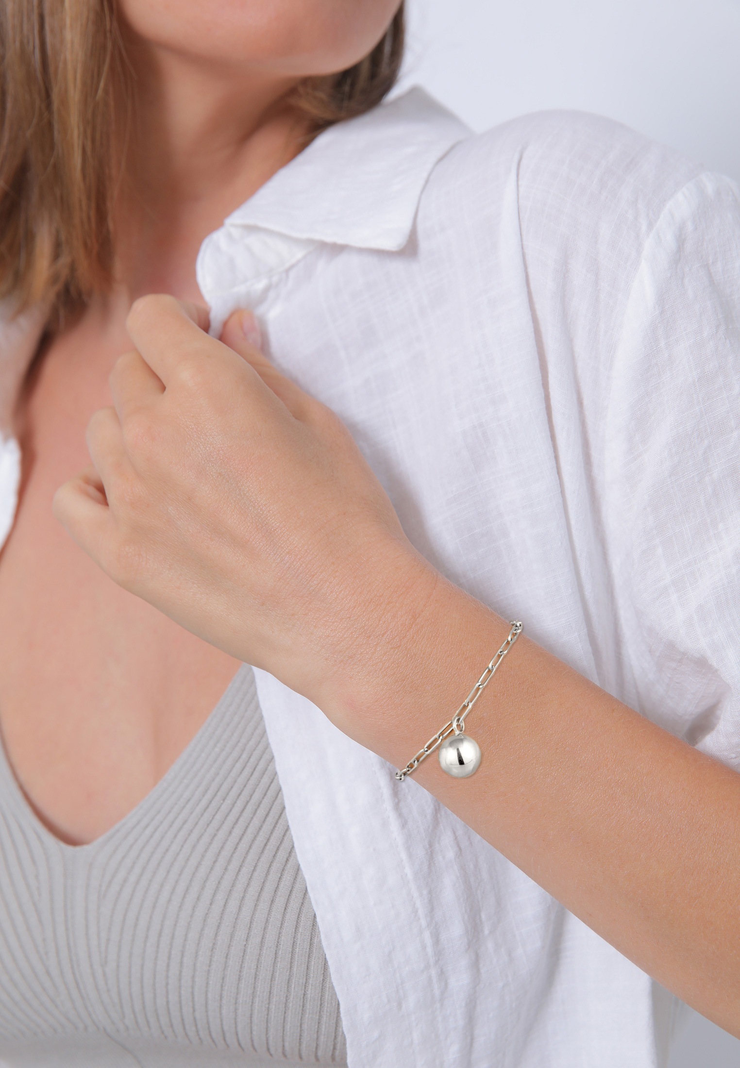 Elli Premium Armkette »Armband Kugel Gliederkette 925 Sterling Silver«