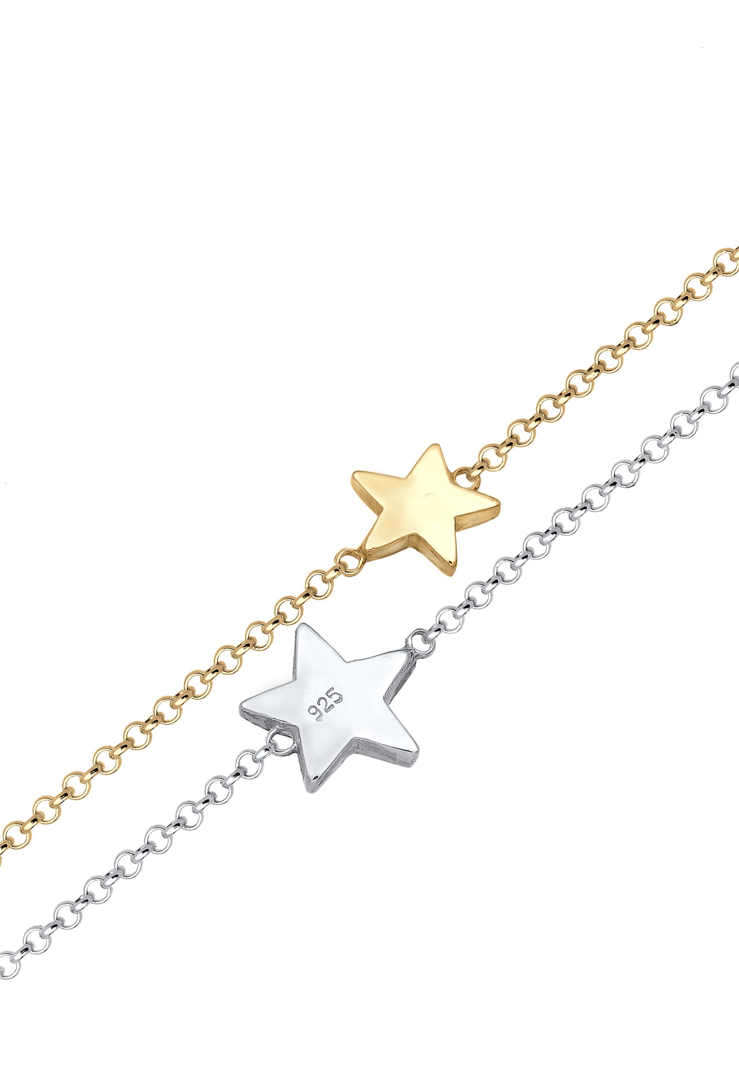Elli Armkette »Armband Stern Astro Layer Bi-Color 925 Sterling Silber vergoldet«
