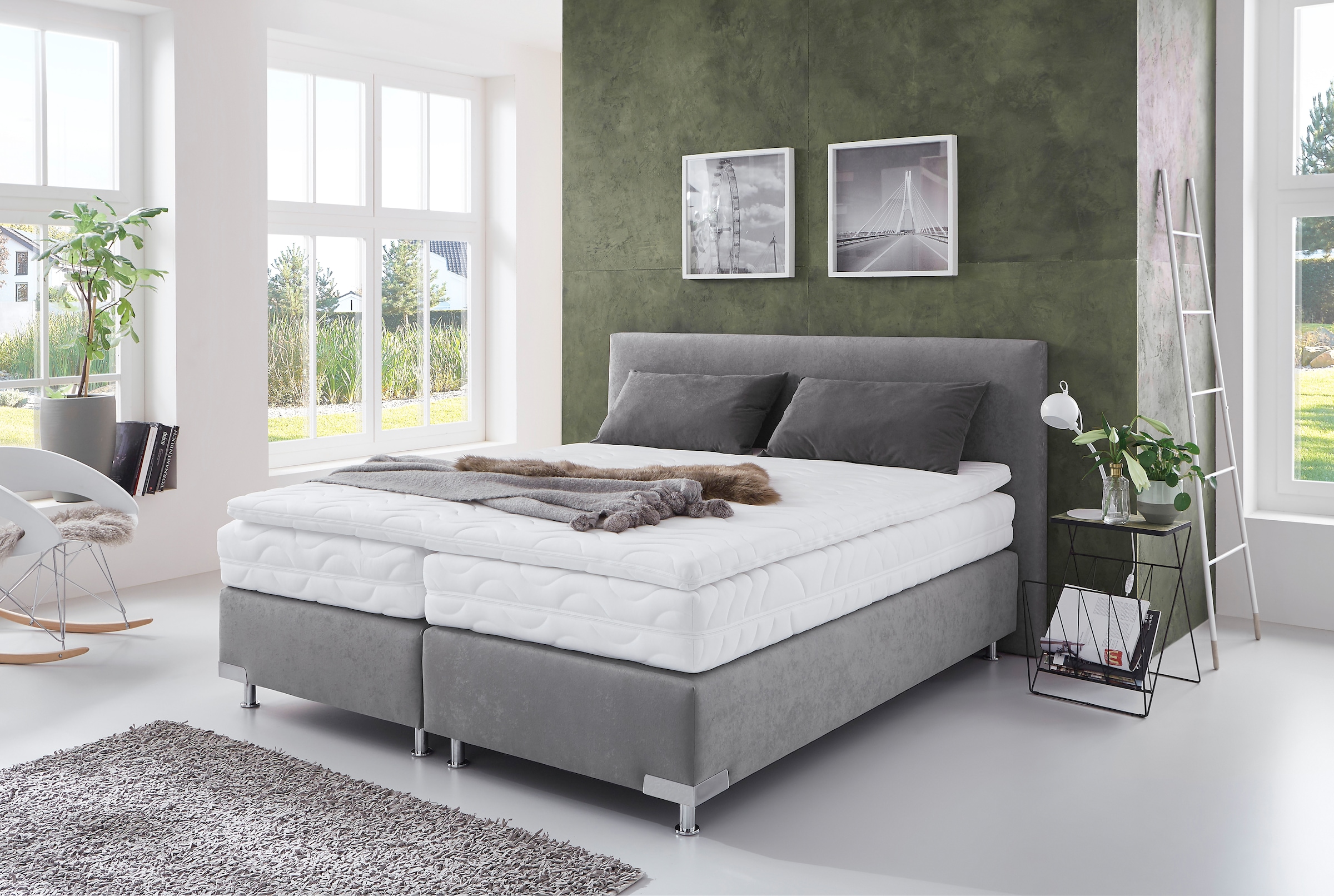 Westfalia Schlafkomfort Boxspringbett »Ambiente, wahlweise in verschiedenen Größen & Farben« in verschiedenen Härtegraden, wahlweise mit Topper