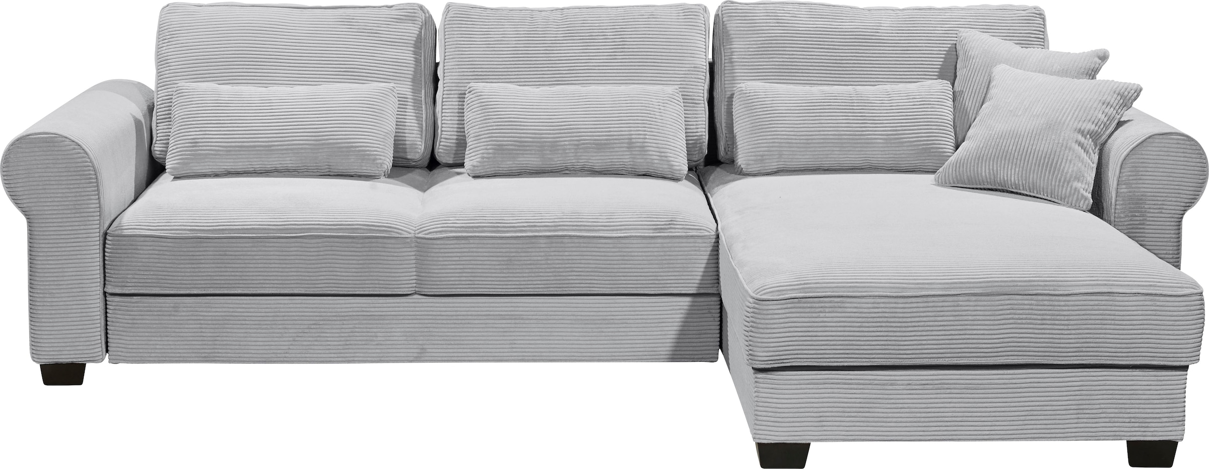 ED EXCITING DESIGN Ecksofa »Angelina L-Form«, mit Bettfunktion, Bettkasten & 5 Zierkissen