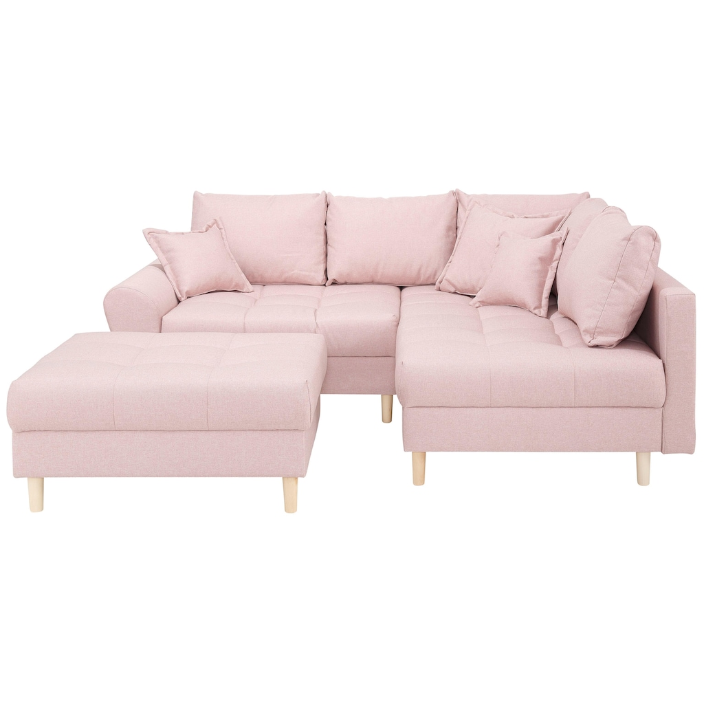 Home affaire Ecksofa »Rice«, (Set, mit Hocker)