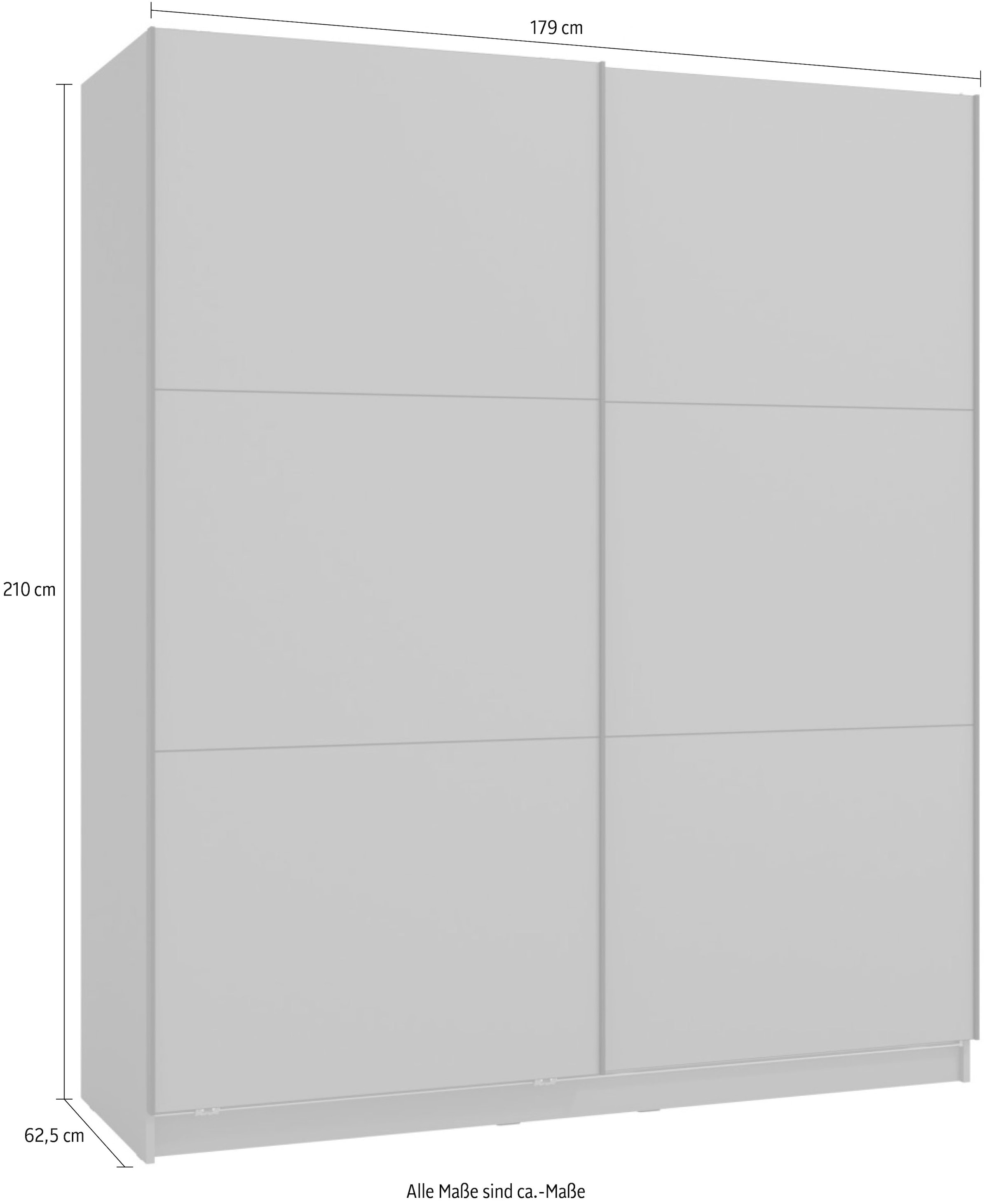 INOSIGN Schwebetürenschrank »Sierra klassischer Kleiderschrank Wäscheschrank 179 oder 217cm breit«, mit kompletter Inneneinteilung, FSC®-zertifizierter Holzwerkstoff