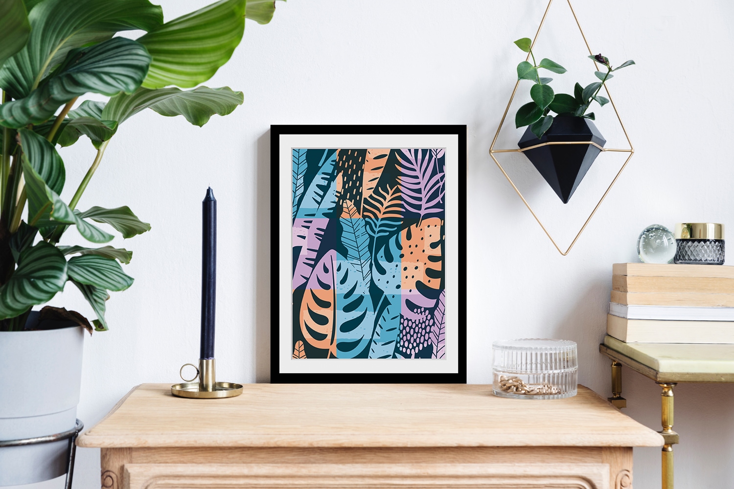 queence Bild »Sophia«, Blumen-Blumenbilder-Blätterbilder-Blätter-Kunst, HD Premium Poster-Druck inkl. Holzrahmen
