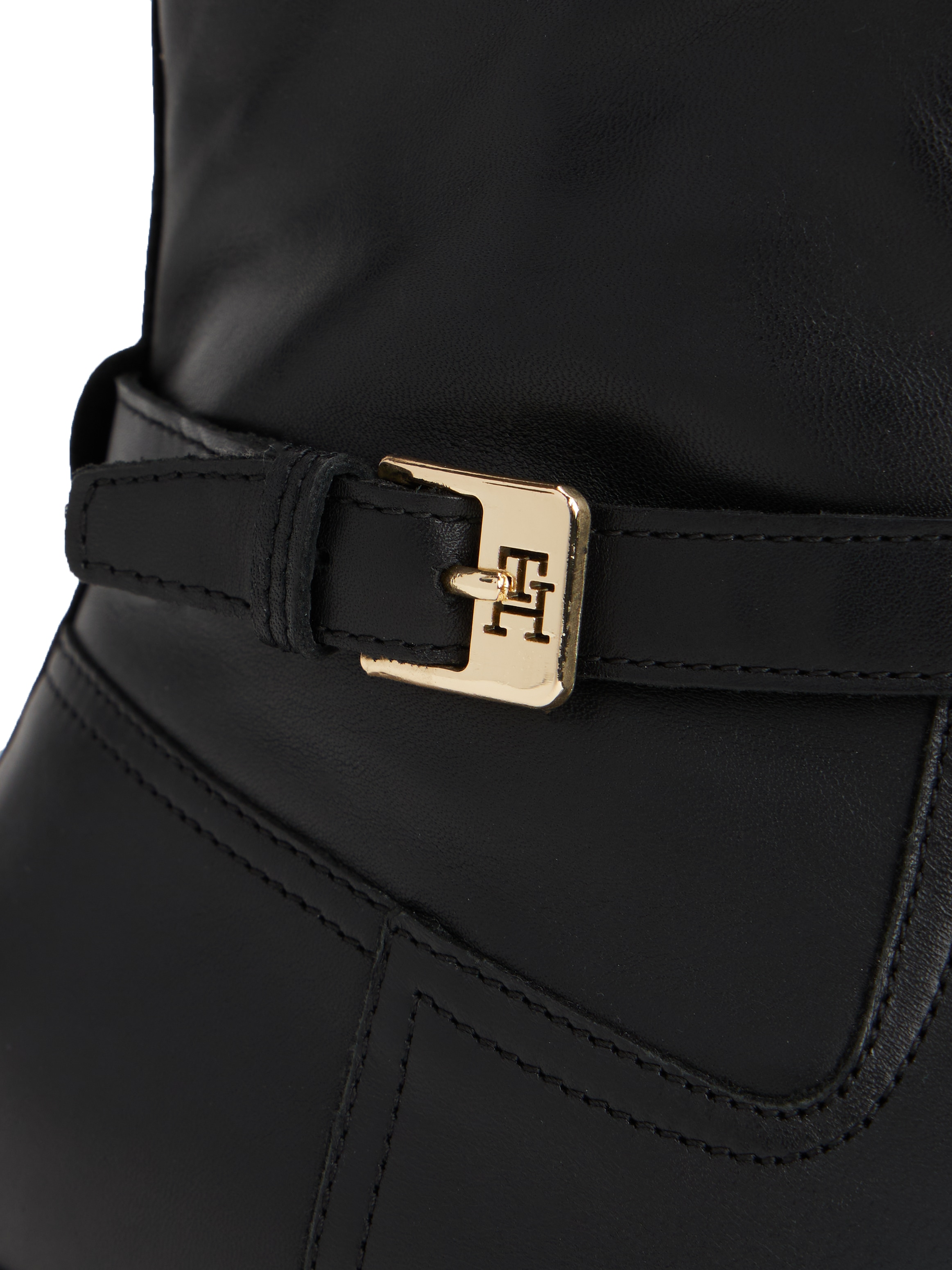 Tommy Hilfiger Stiefelette »TH BUCKLE RIDING LEATHER BOOTIE«  , Blockabsatz, Ankleboots, Businessschuh mit Zierschnalle