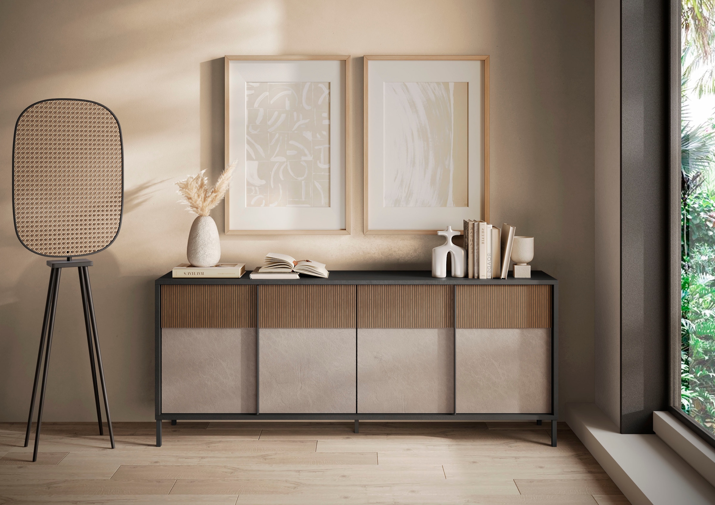 Home affaire Sideboard »Everest Breite 206 cm, Kommode mit 4 Türen« Anrichte, Soft/Self Closing, Korpus 22 mm