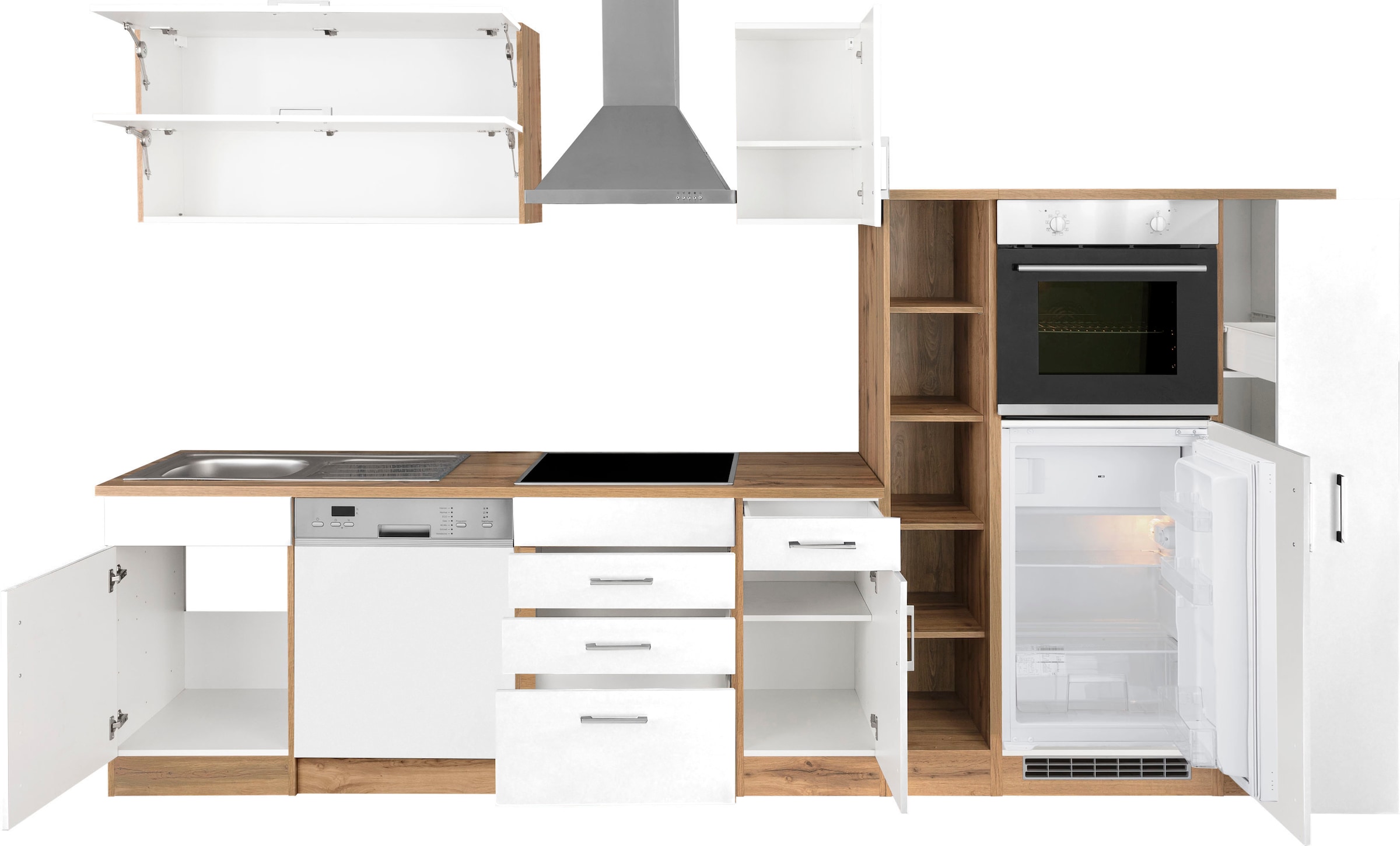 KOCHSTATION Küchenzeile »KS-Colmar« mit E-Geräten, Breite 330 cm