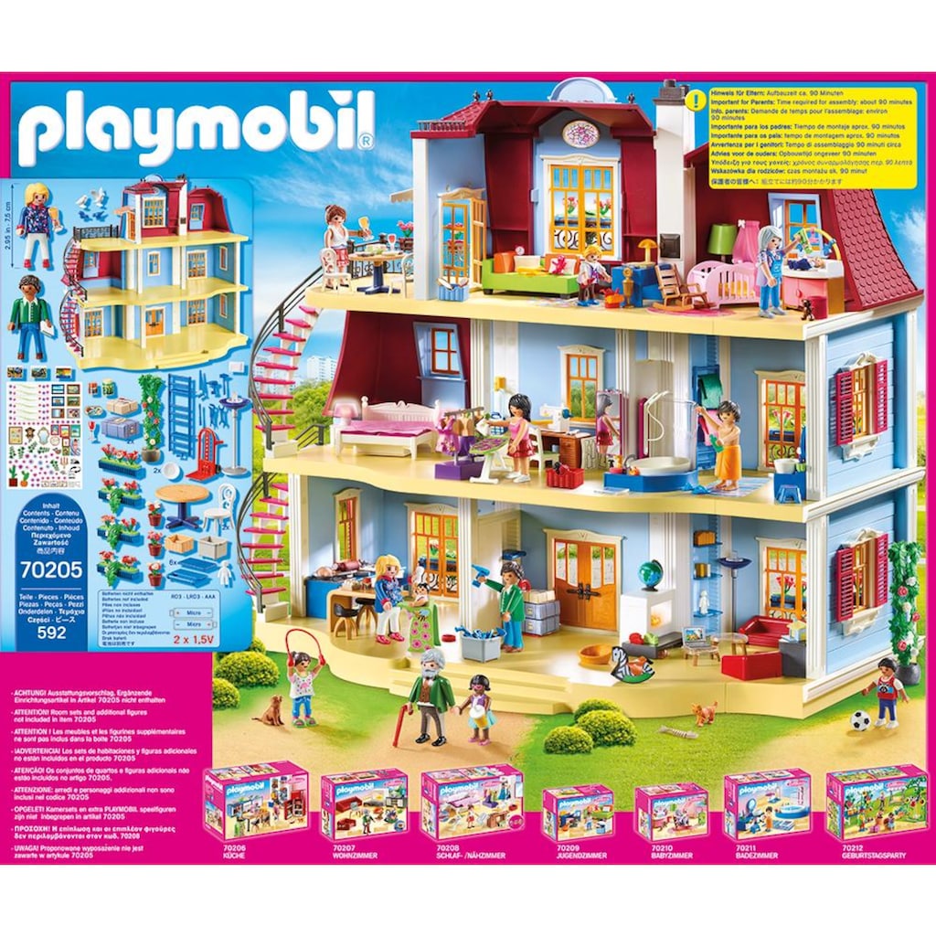Playmobil® Konstruktions-Spielset »Mein Großes Puppenhaus (70205), Dollhouse«, (592 St.), Made in Germany
