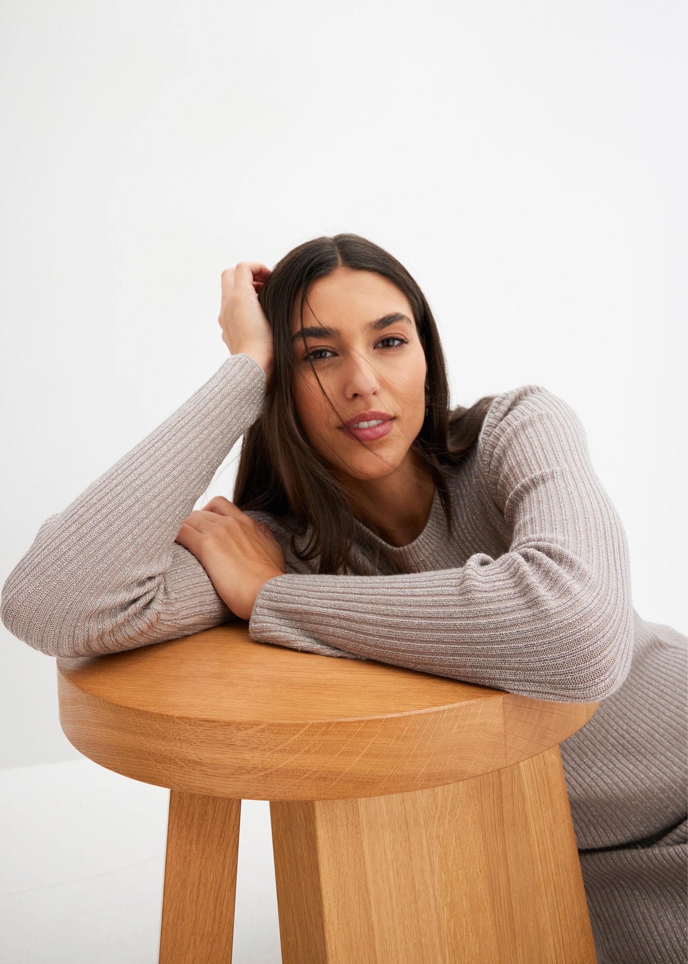 bonprix Strickpullover aus Viskose, Polyester, Polyamid und metallisierten Fasern