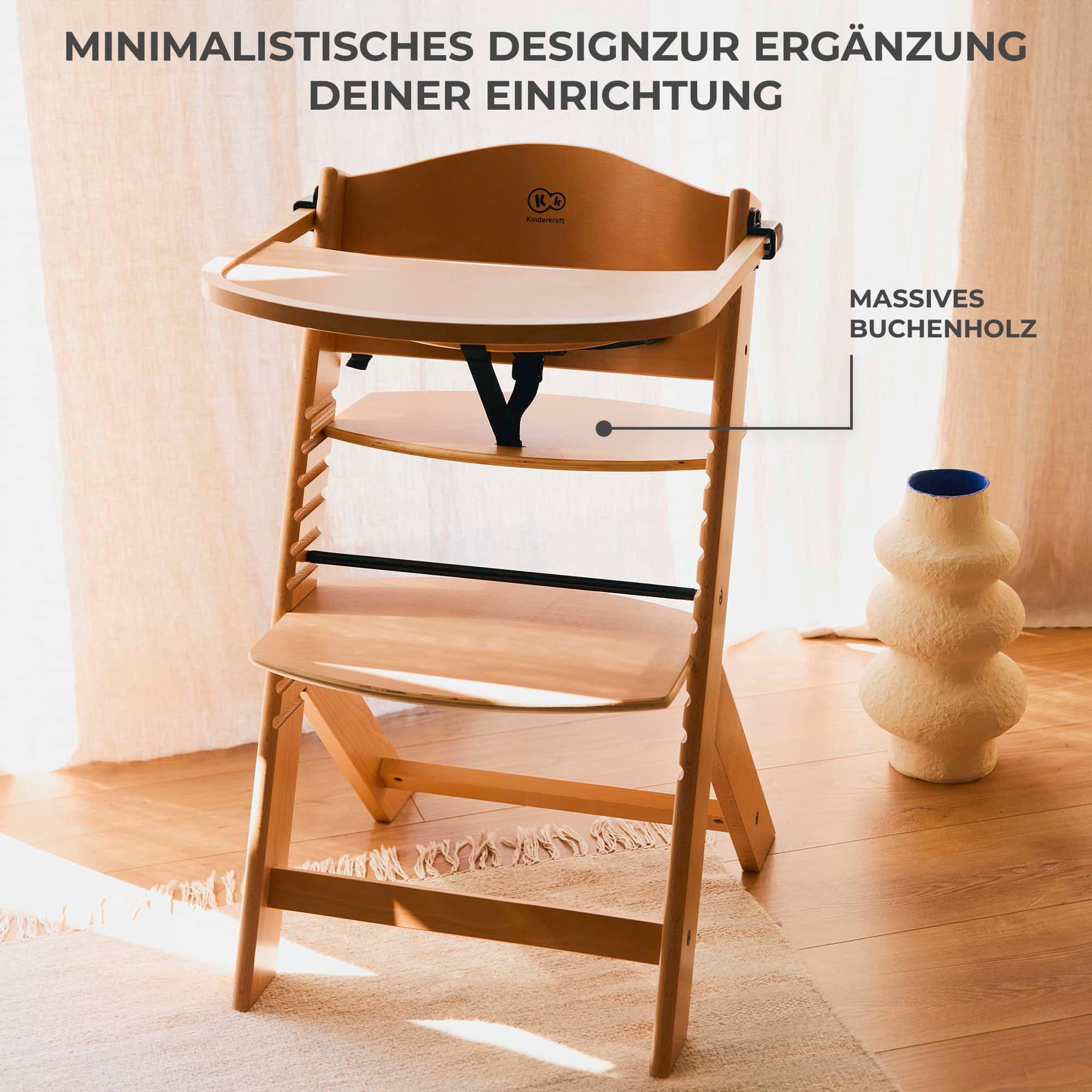 Kinderkraft Kombihochstuhl »Set: Kinderstuhl ENOCK + Babywippe CALMEE GREY«, (Set), 2 St., mitwachsend
