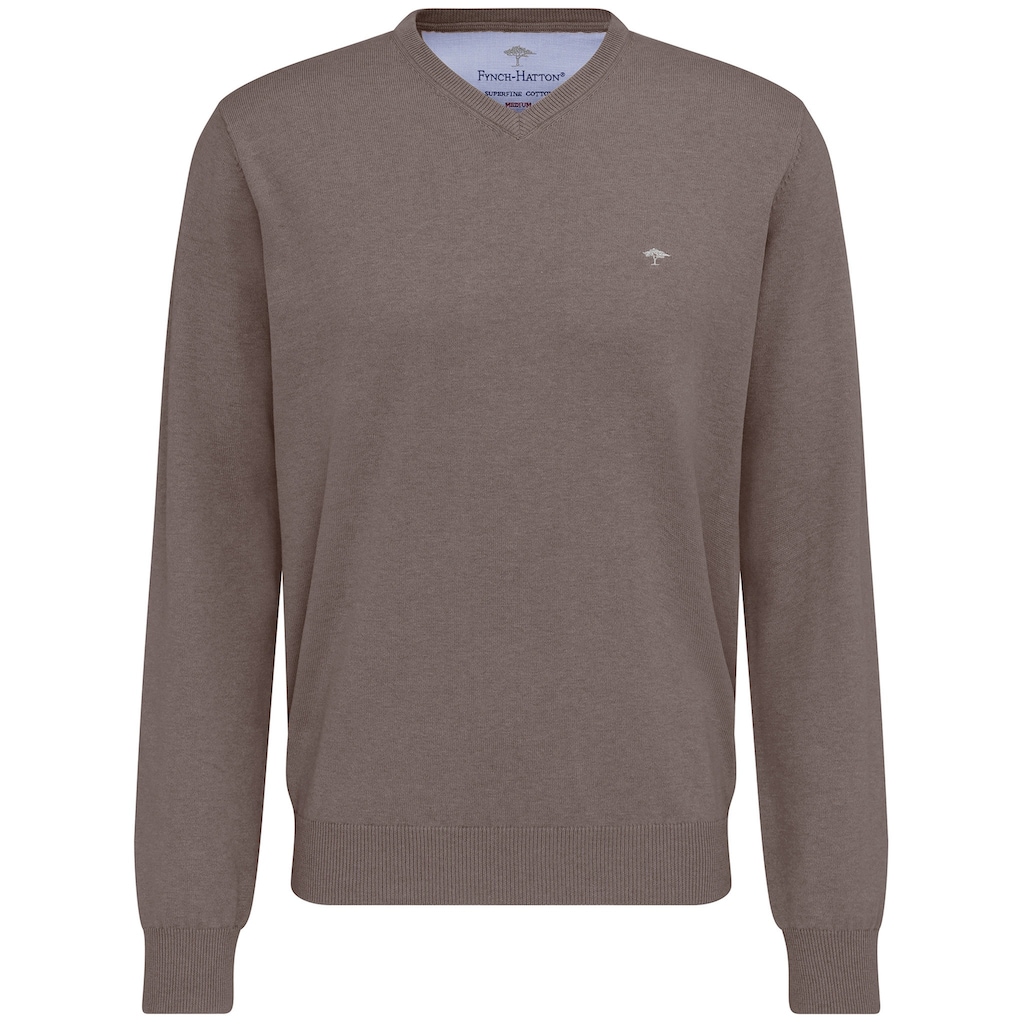 FYNCH-HATTON Strickpullover »FYNCH-HATTON Pullover mit V-Kragen«, (1 tlg.)