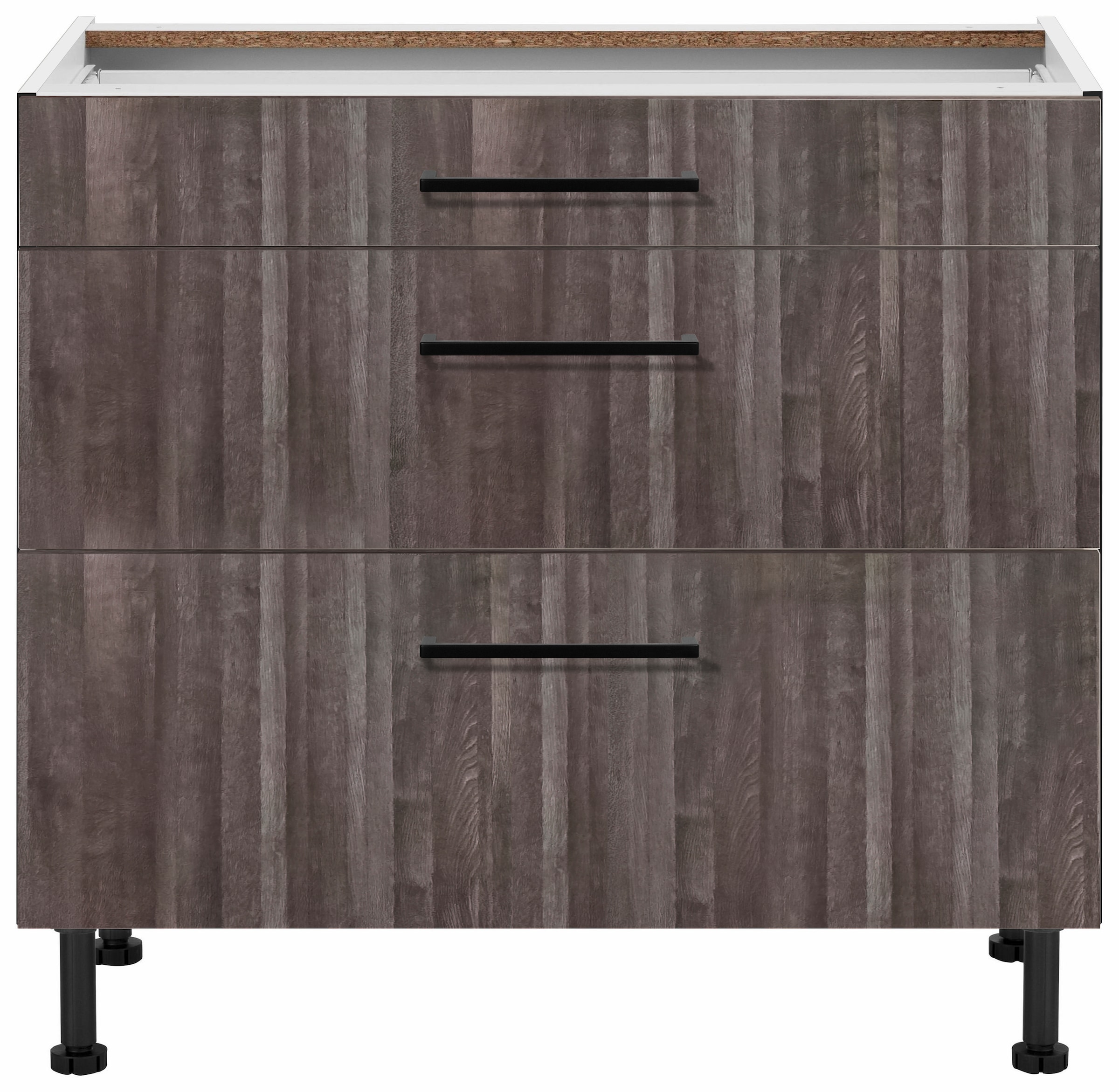 wiho Küchen Unterschrank »Nisos« 90 cm breit, Soft-Close in Schubladen, verstellbare Füße, ohne Platte