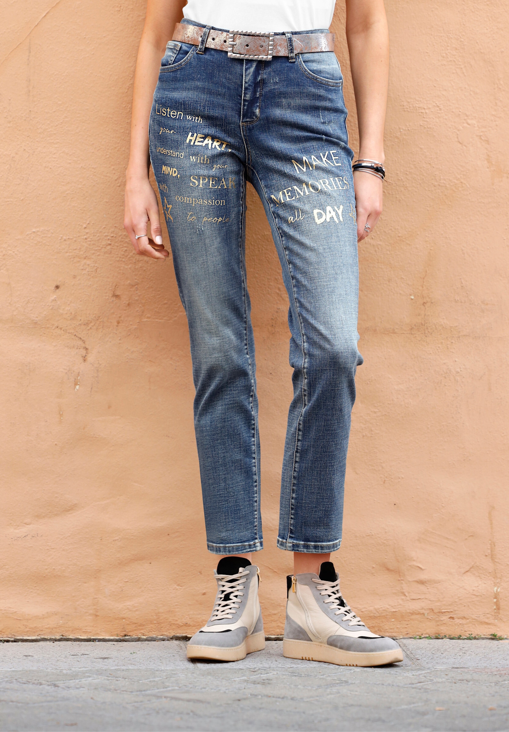 heine 5-Pocket-Jeans »Jeans Jeans mit Foliendruck«