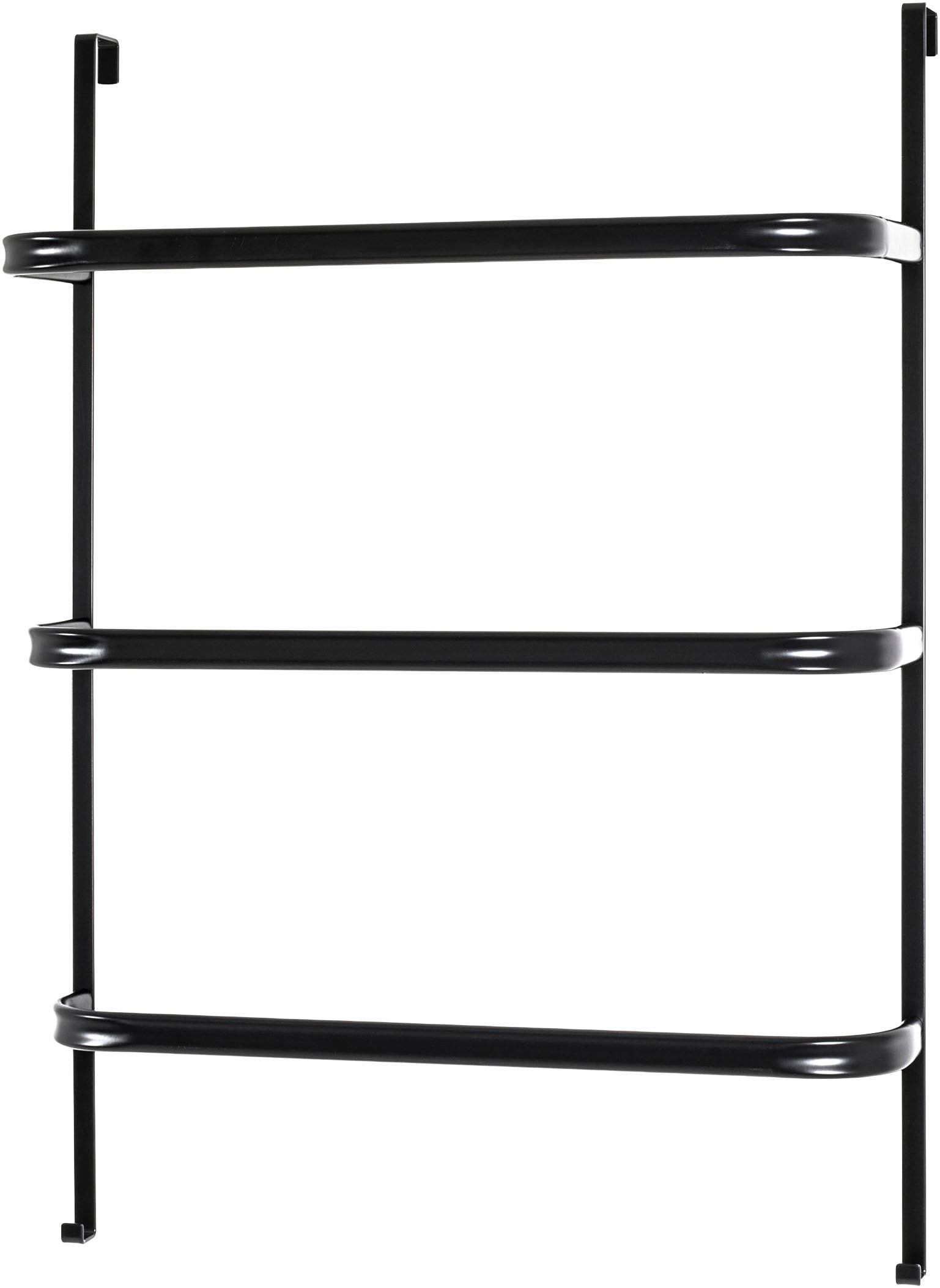 HAKU Handtuchregal "Handtuchleiter, Handtuchstange, Türgarderobe, Türhandtuchhalter" freiform - aus Metall Schwarz - B/T/H 55/21/78 cm