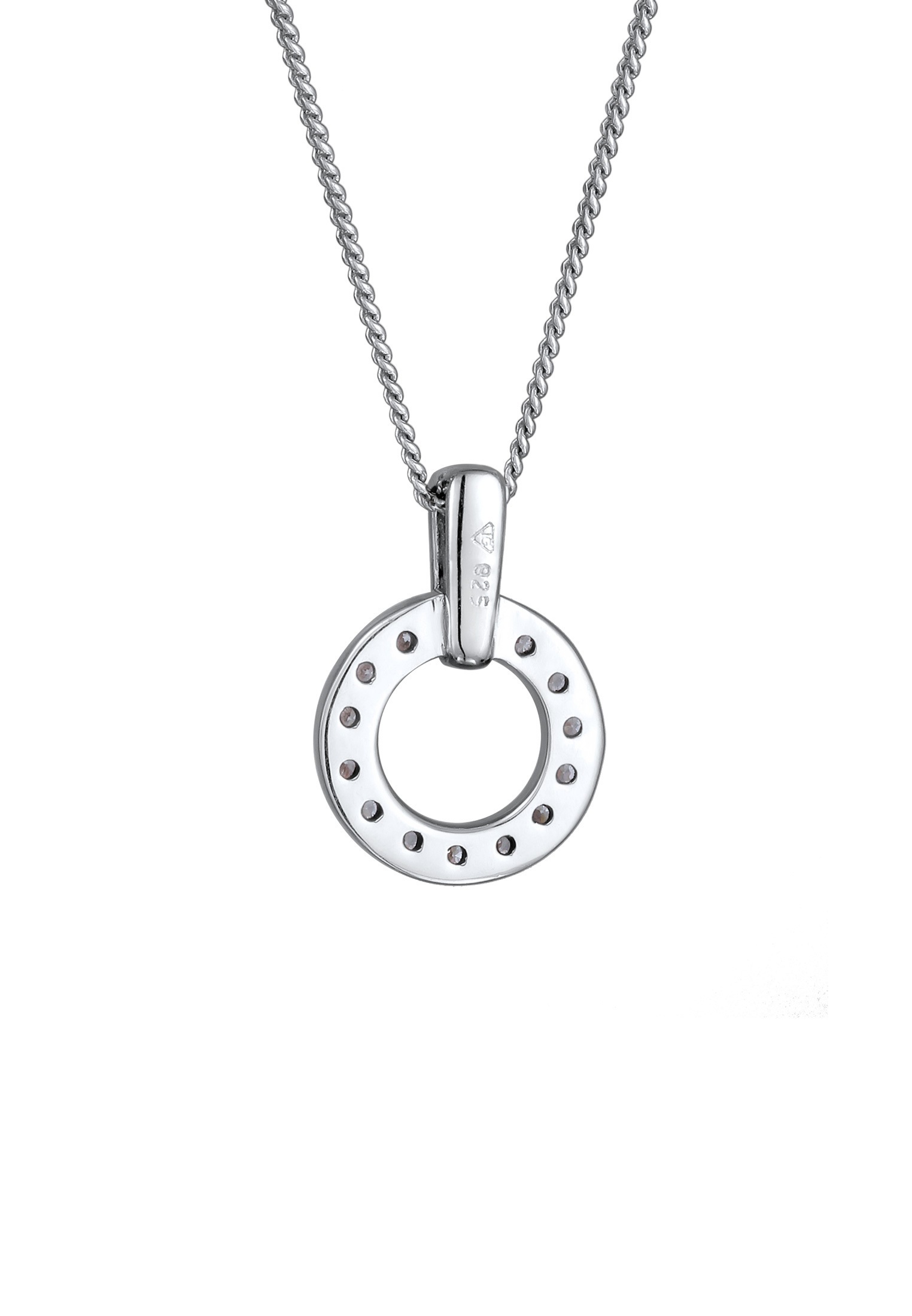 Elli DIAMONDS Silberkette »Halskette Kreis Anhänger Laborgezüchteter Diamanten Weiß (0.052 ct) 925 Sterling Silver«
