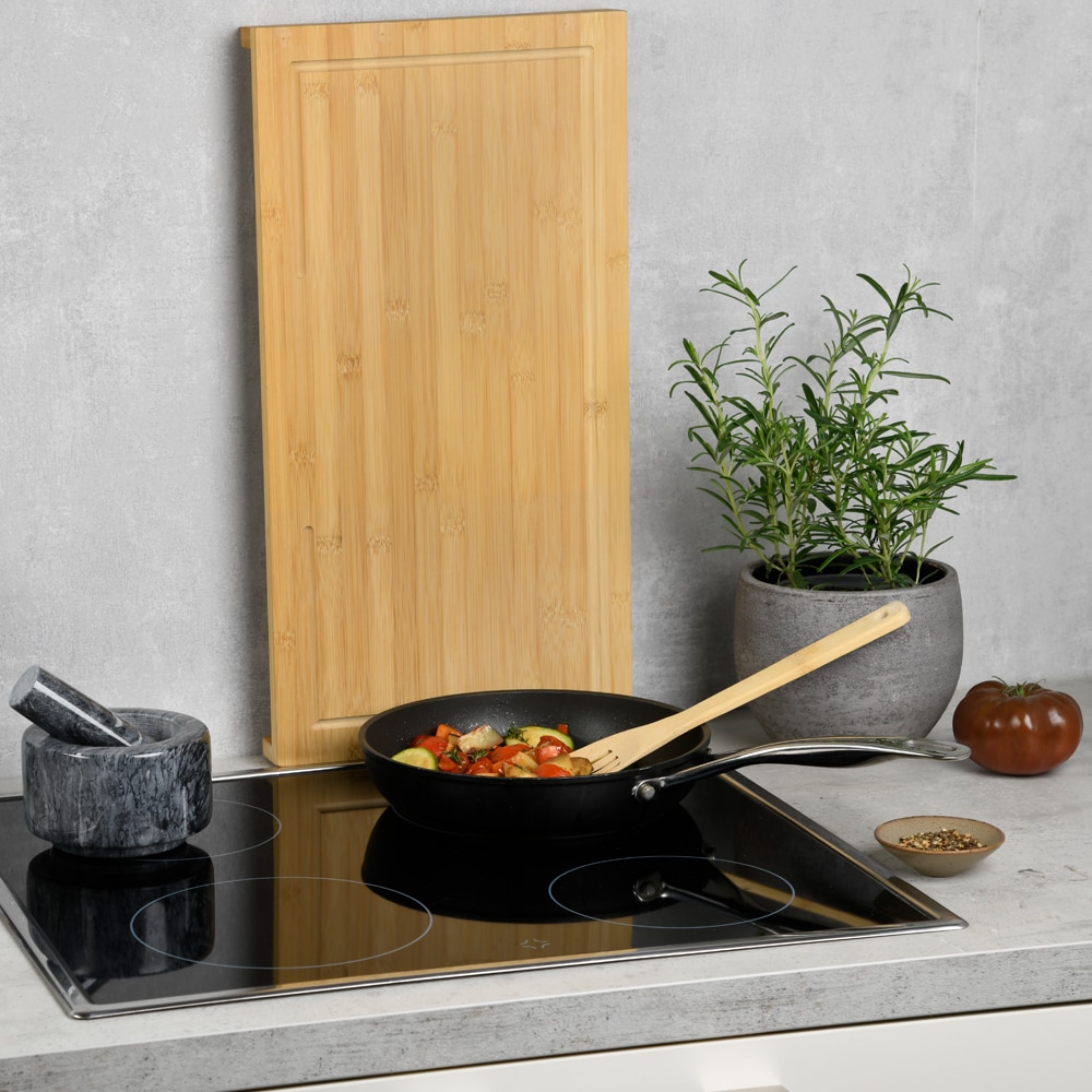 KESPER® Schneide- und Abdeckplatte aus 100% FSC® zertifiziertem Bambus, vier rutschfeste Elastikfüße