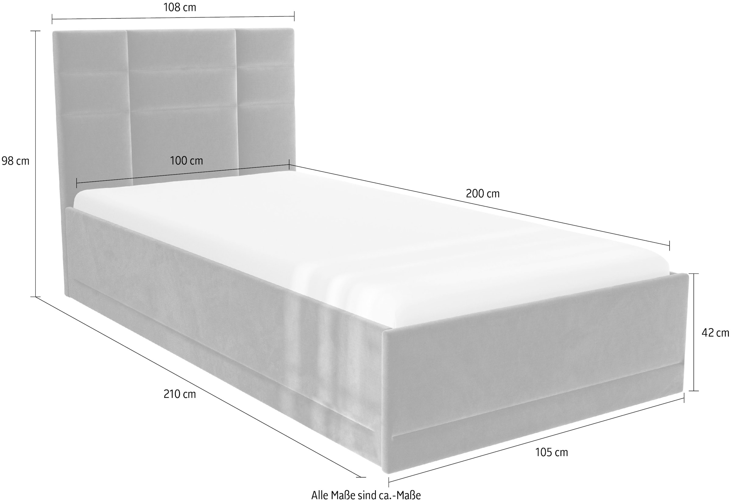 Westfalia Schlafkomfort Polsterbett »Prag« 3 Matraztenarten wählbar, mit und ohne Bettkasten