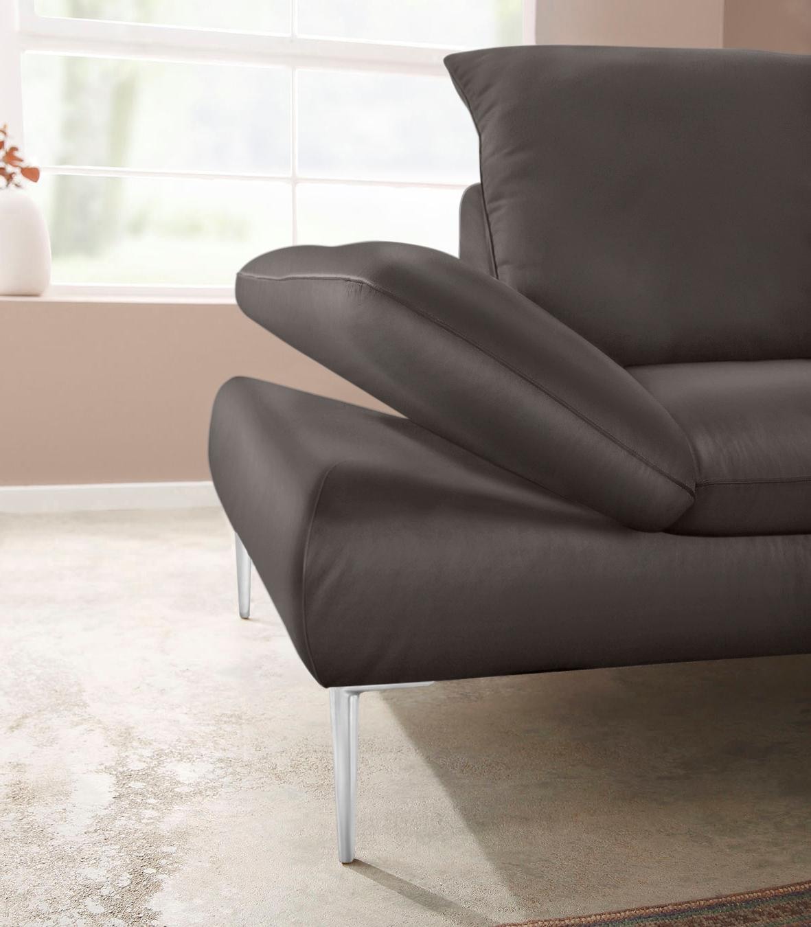 W.SCHILLIG Ecksofa »enjoy&MORE, Designsofa, elegant und bequem, L-Form«, mit Sitztiefenverstellung, Füße Chrom glänzend, Breite 294 cm