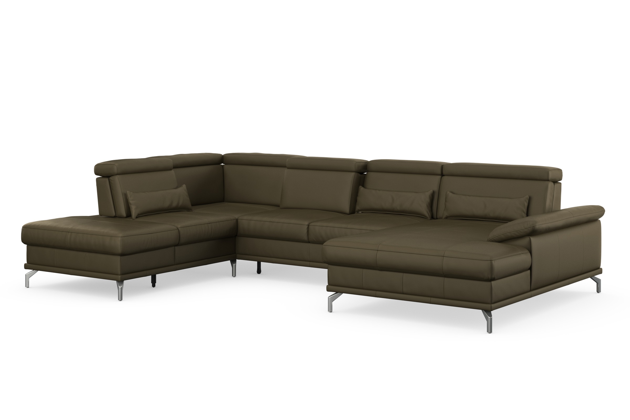 sit&more Wohnlandschaft »Cabrio U-Form, mit Sitztiefenverstellung, Arm- und Kopfteilverstellung«, 3 Nierenkissen, Federkern, optional Bettfunktion und Stauraum