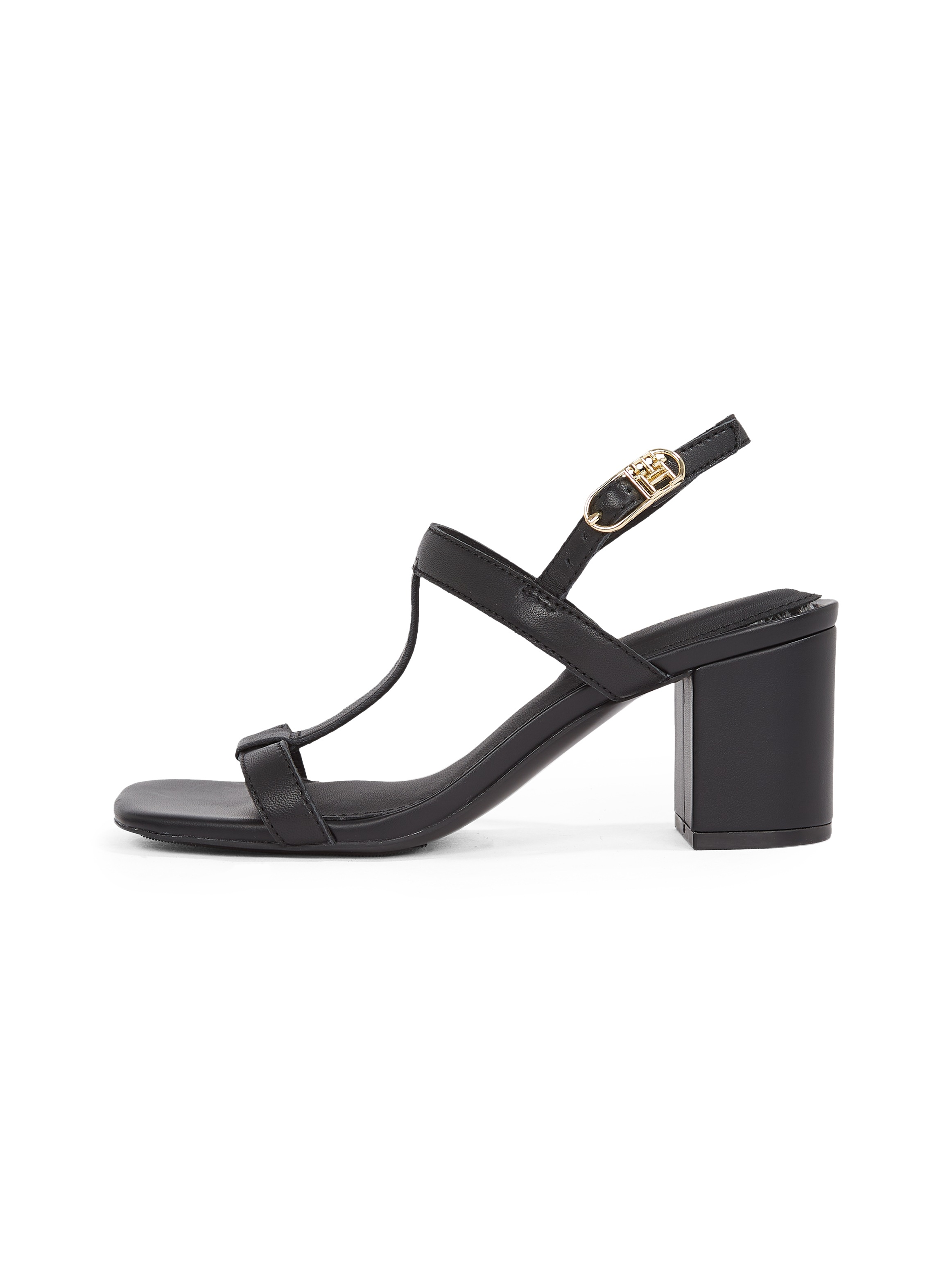 Tommy Hilfiger Sandalette »LEATHER BLOCK HEEL SANDAL«, Abendschuh, Partyschuh mit verstellbarer Schnalle, schmale Form