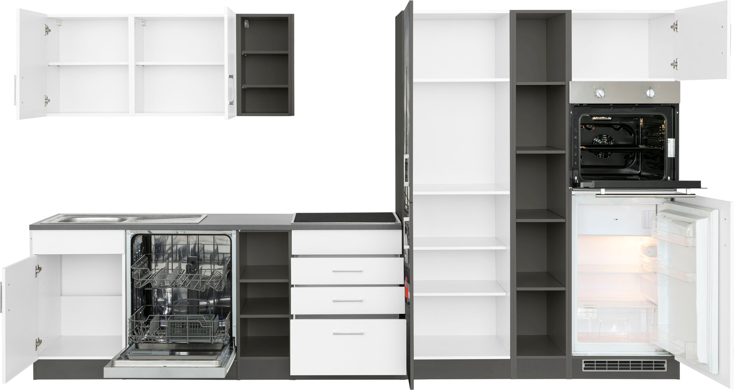 KOCHSTATION Küchenzeile »KS-Paris«, ohne E-Geräte, Breite 350 cm